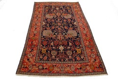 Antiker persischer Malayer-Wollteppich in Dunkelblau mit persischem Muster