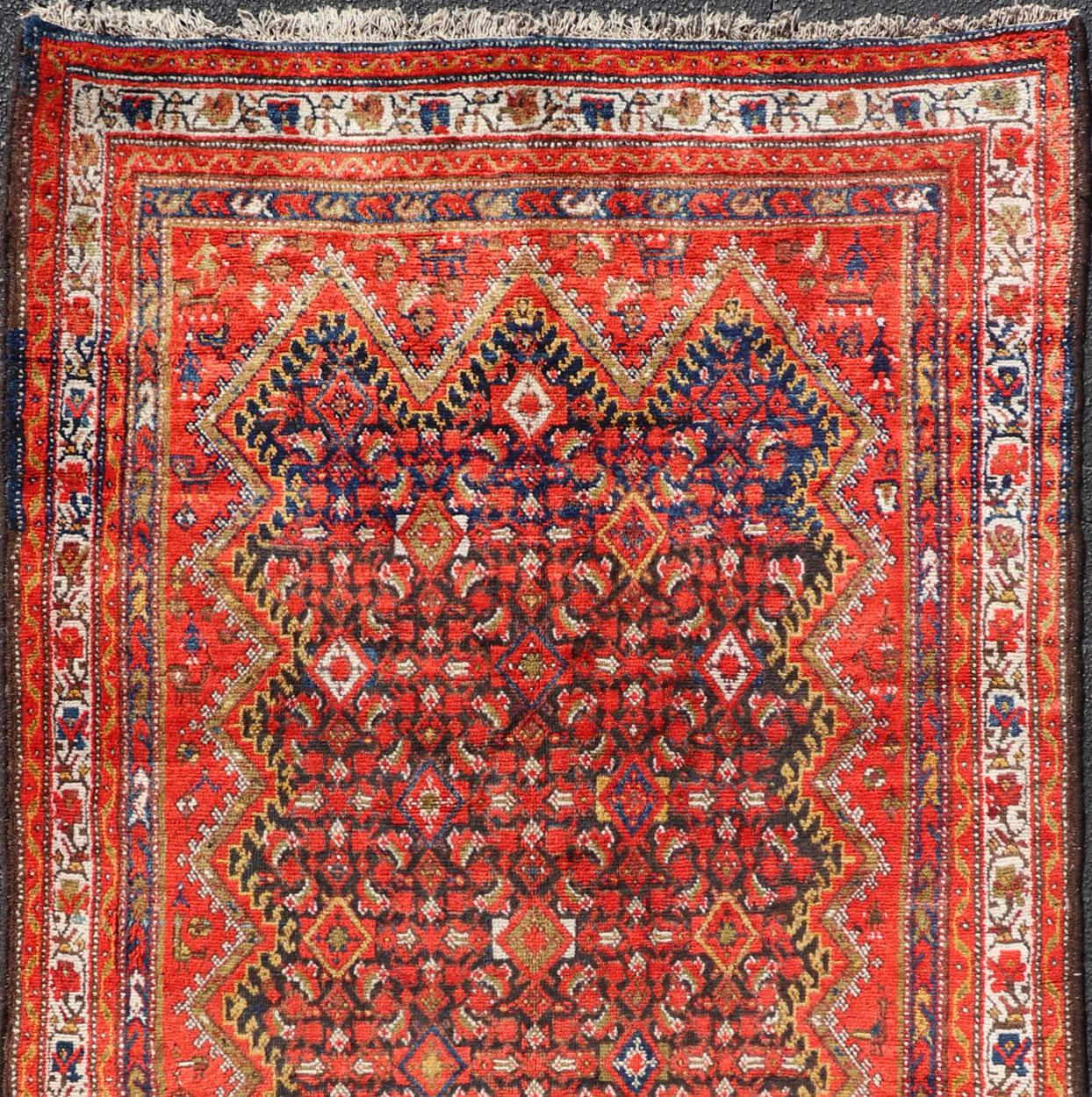 Hand-Knotted Antique Malayer Persian Gallery Rug by Keivan Woven Arts 4'8'' x 9'9'' For Sale