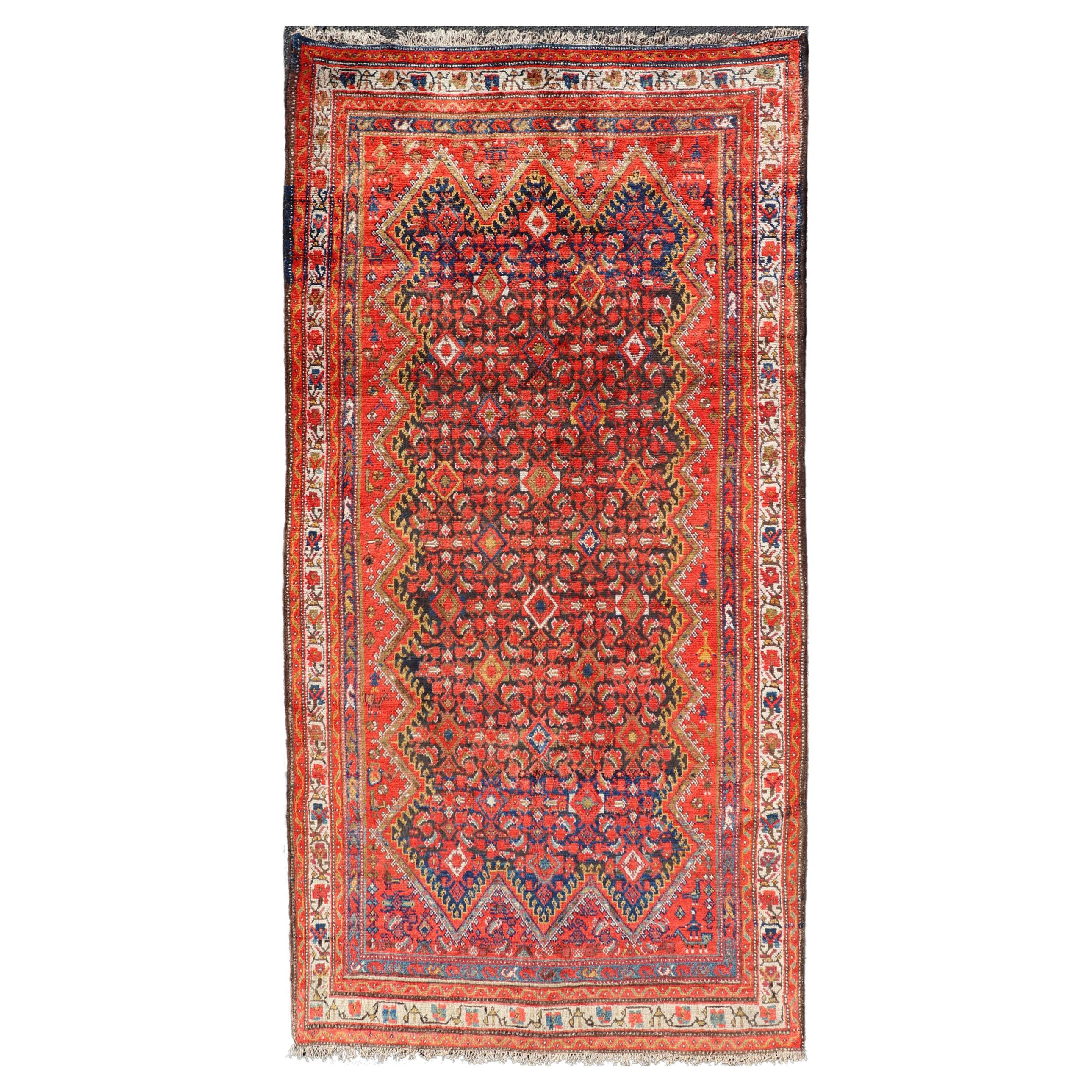 Antique Malayer Persian Gallery Rug by Keivan Woven Arts 4'8'' x 9'9'' For Sale