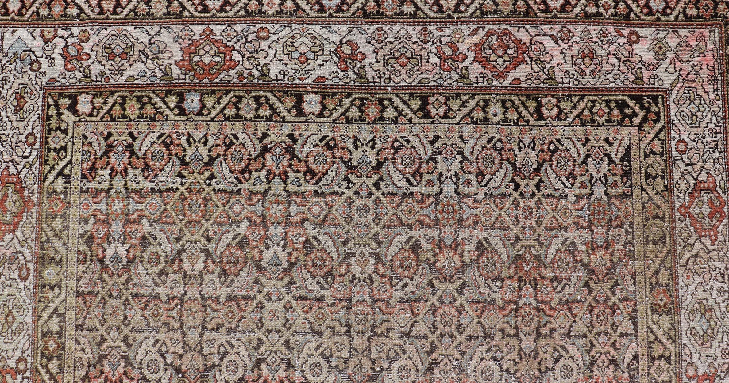 Hand-Knotted Antique Malayer Persian Gallery With All-Over Design 6'7 x 15'7 For Sale