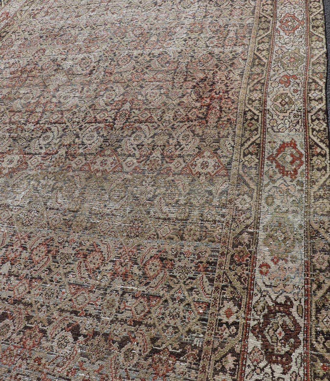 Wool Antique Malayer Persian Gallery With All-Over Design 6'7 x 15'7 For Sale