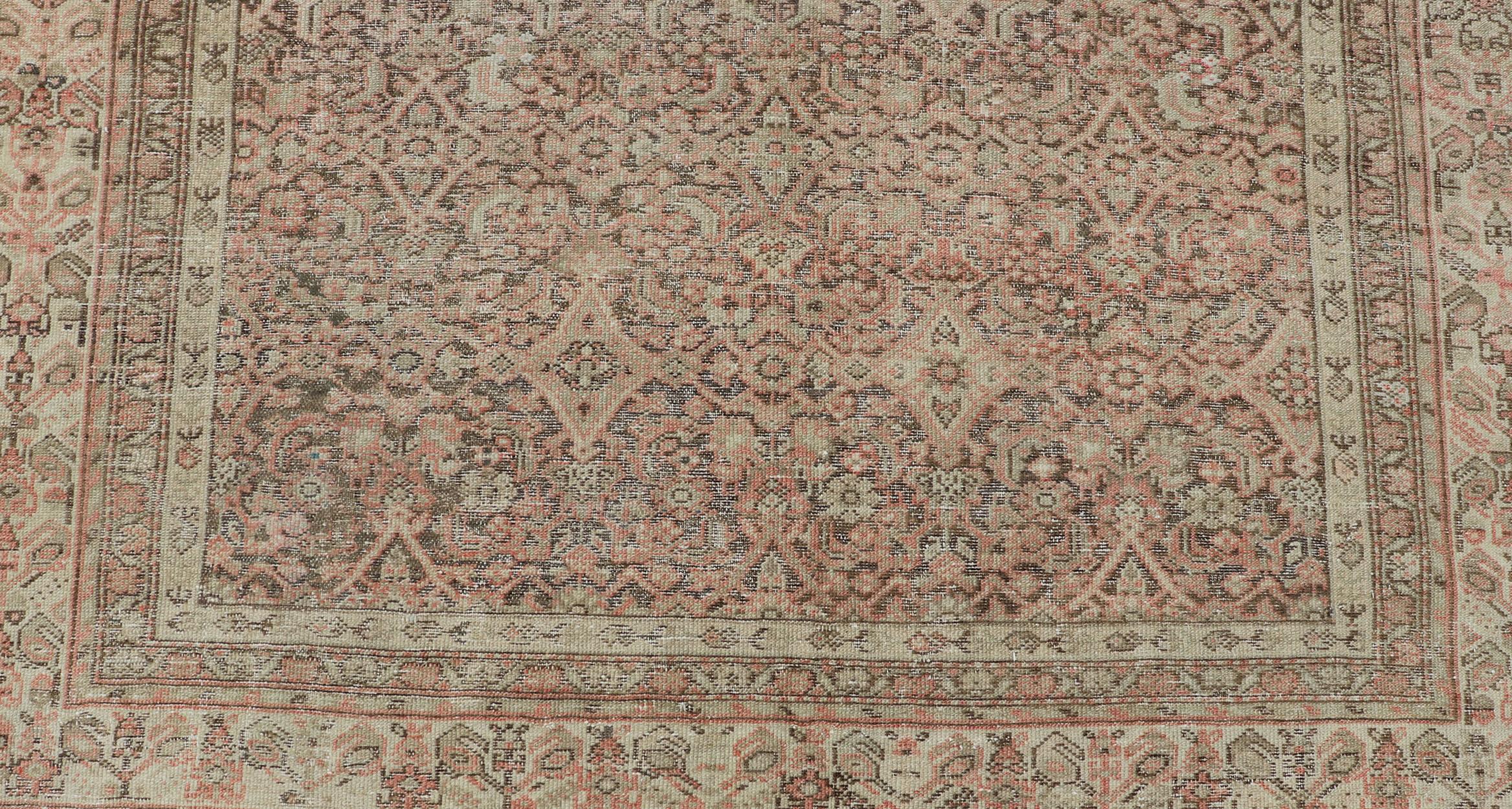 19th Century Antique Malayer Persian Gallery with All Over Design within Multi-Tier Border For Sale