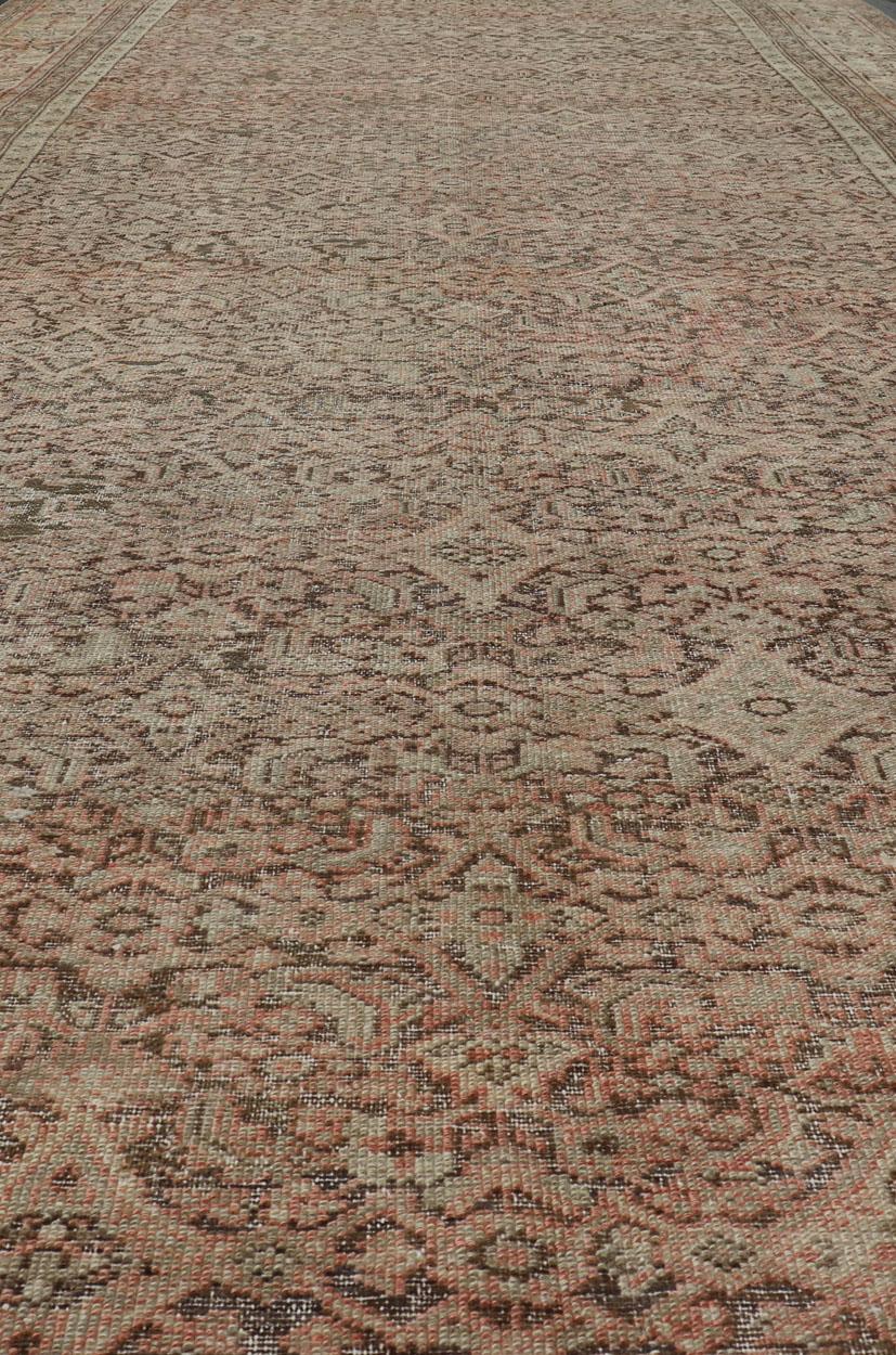 Wool Antique Malayer Persian Gallery with All Over Design within Multi-Tier Border For Sale