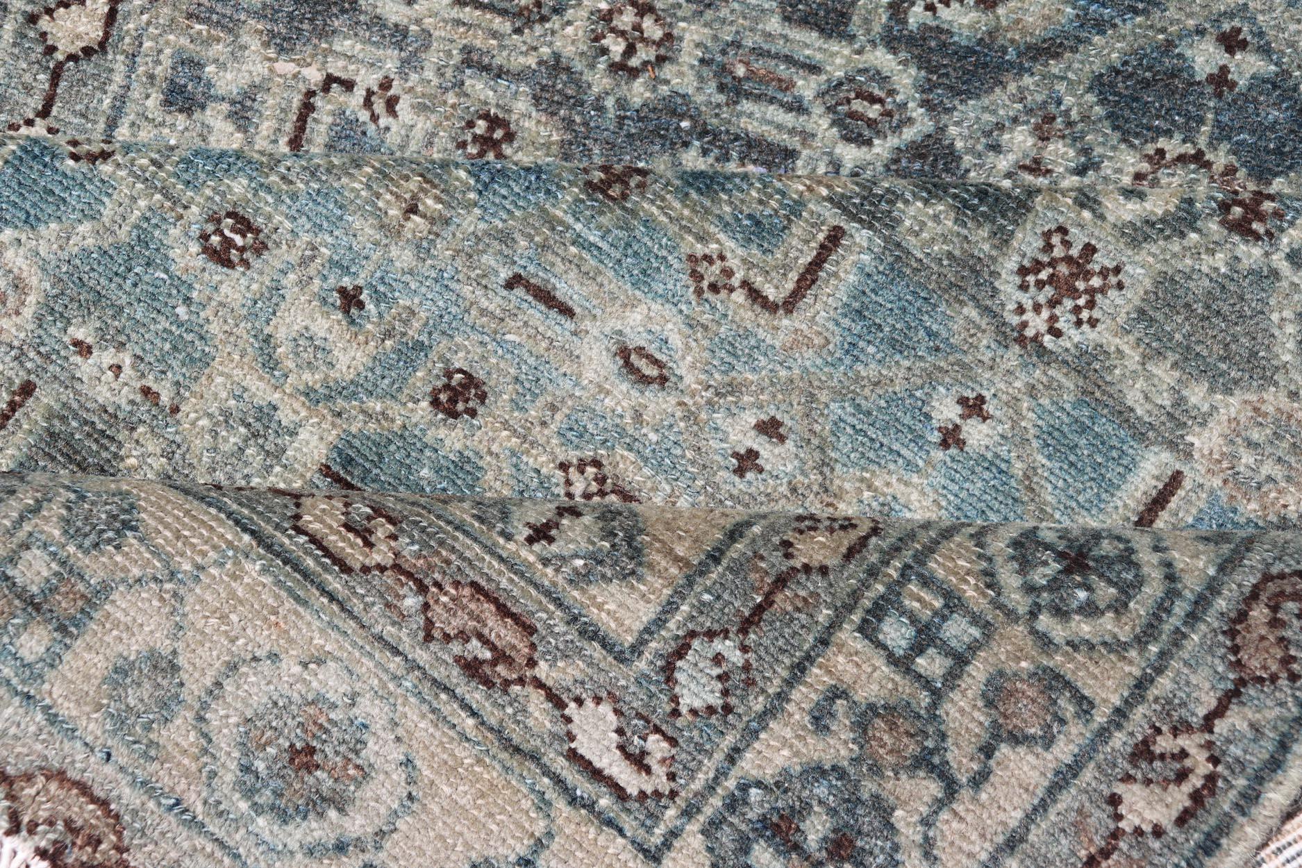 Antico runner persiano Malayer in blu con design/One 3'8 x 17'4 in vendita 3