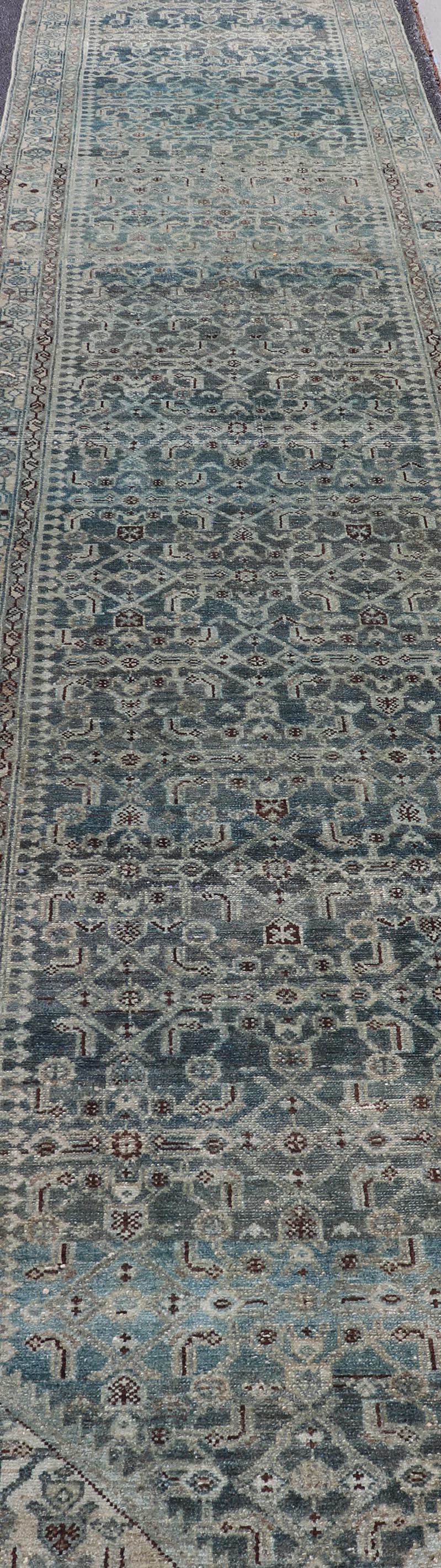 Antico runner persiano Malayer in blu con design/One 3'8 x 17'4 in vendita 5