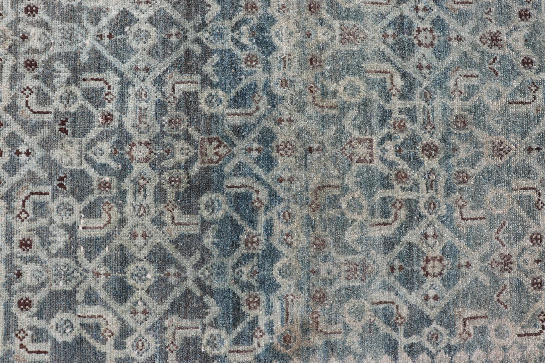 Antico runner persiano Malayer in blu con design/One 3'8 x 17'4 In condizioni buone in vendita a Atlanta, GA