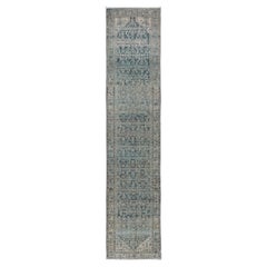 Antique Malayer Persian Long Runner in Blue's With All-Over Design 3'8 x 17'4