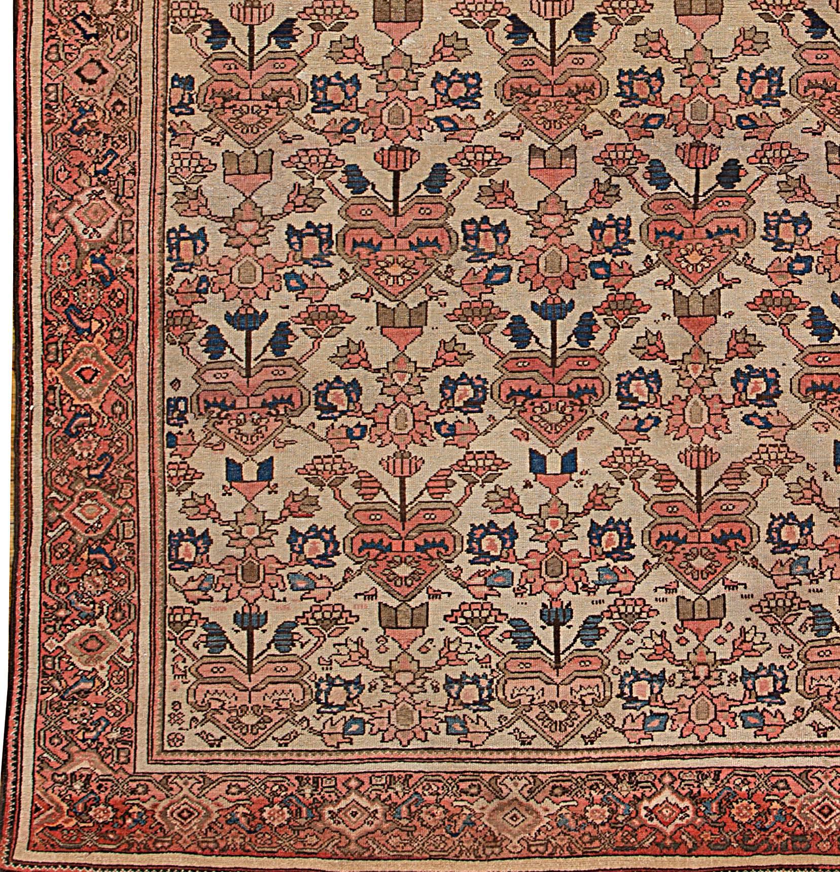 Antique Malayer Persian rug, circa 1890. Hand knotted Malayer rug with all-over pattern, low pile and good patina, circa 1890. Size: 4'3 x 6'2.