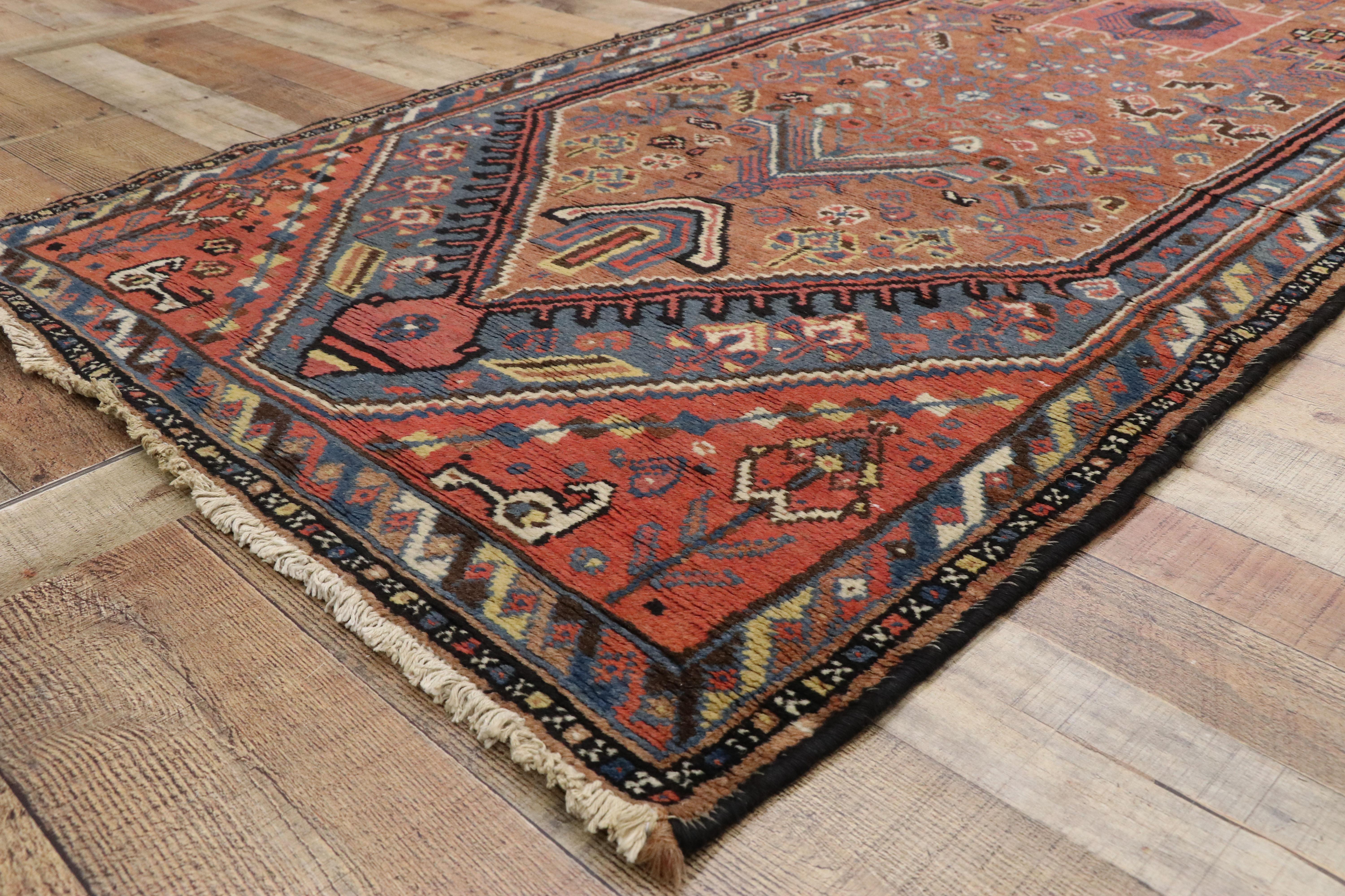 20th Century Antique Malayer Persian Runner with Mid-Century Modern Tribal Style