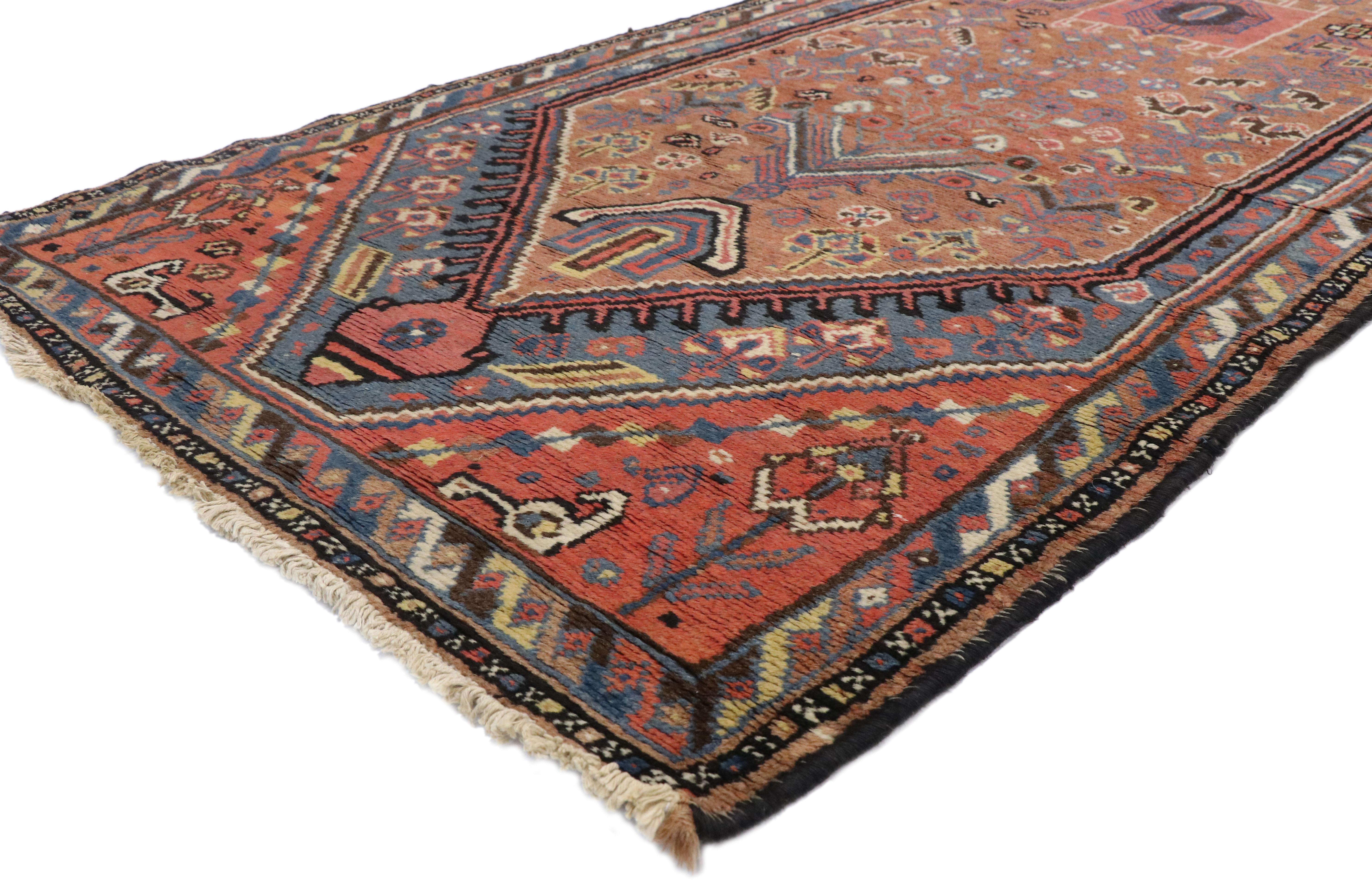 Antique Malayer Persian Runner with Mid-Century Modern Tribal Style 3
