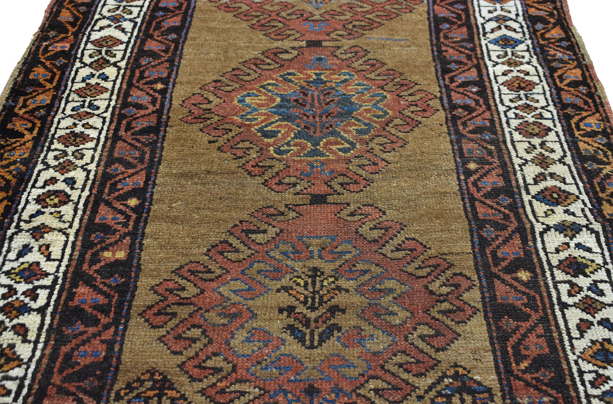 20th Century Antique Malayer Persian Runner with Warm Artisan and Mid-Century Modern Style For Sale