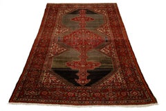 Antike Malayer Persisch Sactter Wolle Teppich In Brown mit Tribal Design