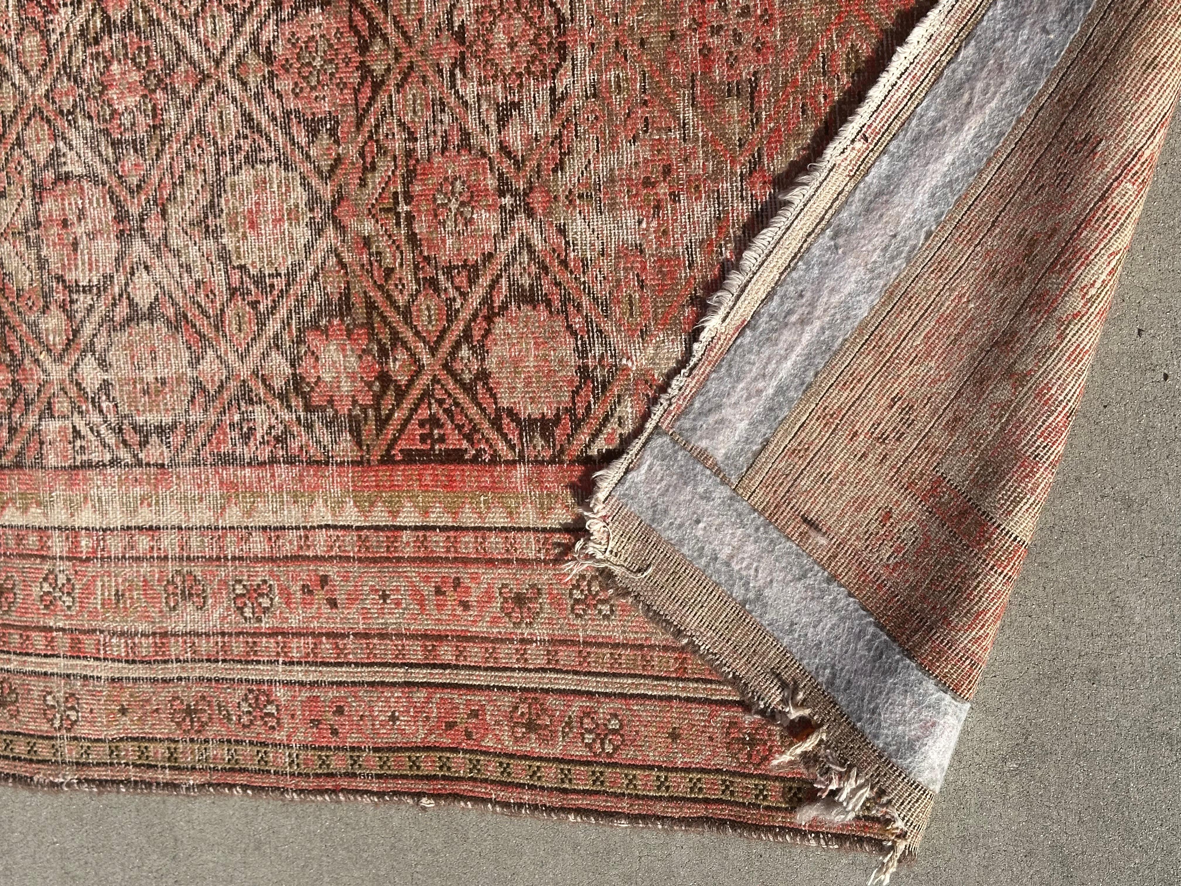 Antique Malayer Persian Wool Runner Rug. It is beautifully worn and thread baring. Edge wear illustrated.