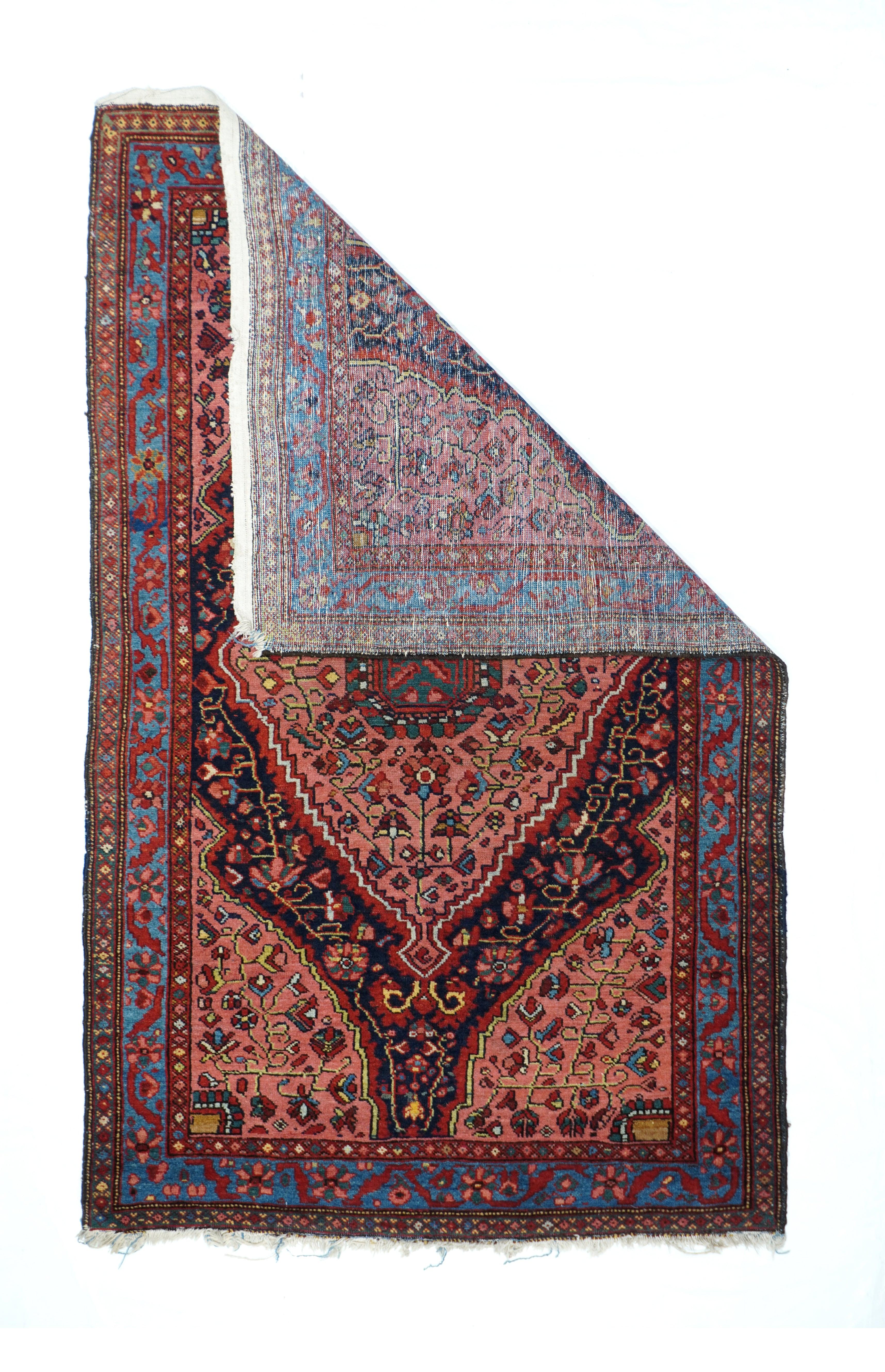 Antiker Malayer-Teppich 3'2'' x 5'1''. Diese westpersische Dorfstreu der gehobenen Qualität 