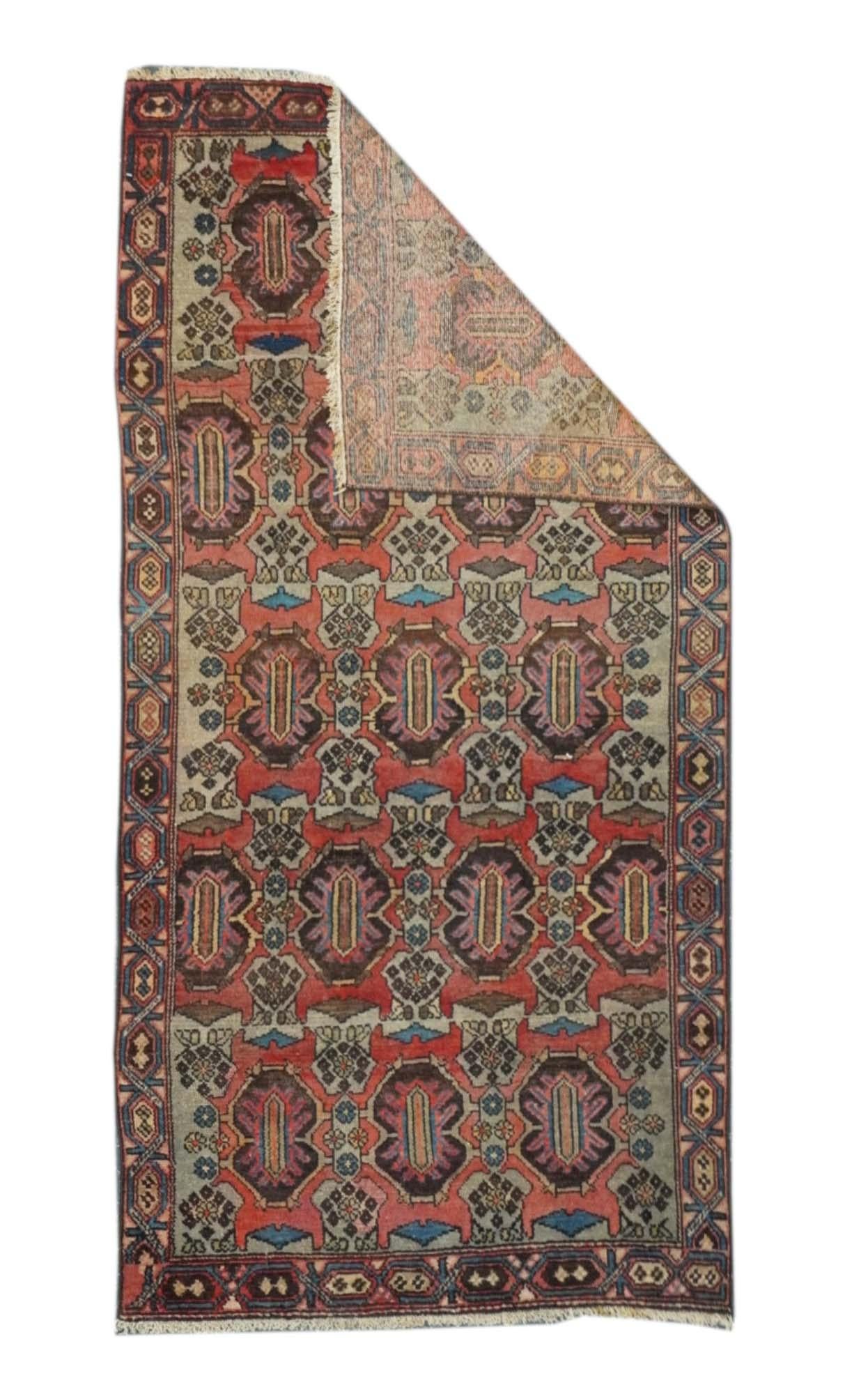 Antique Malayer Rug 3'2'' x 6'3''. A large town in the Greater Hamadan Weaving Area, specializing in single-wefted scatters, room sizes, gallery carpets, long rugs and occasional runners. Numerous satellite villages. Wide range of characteristic