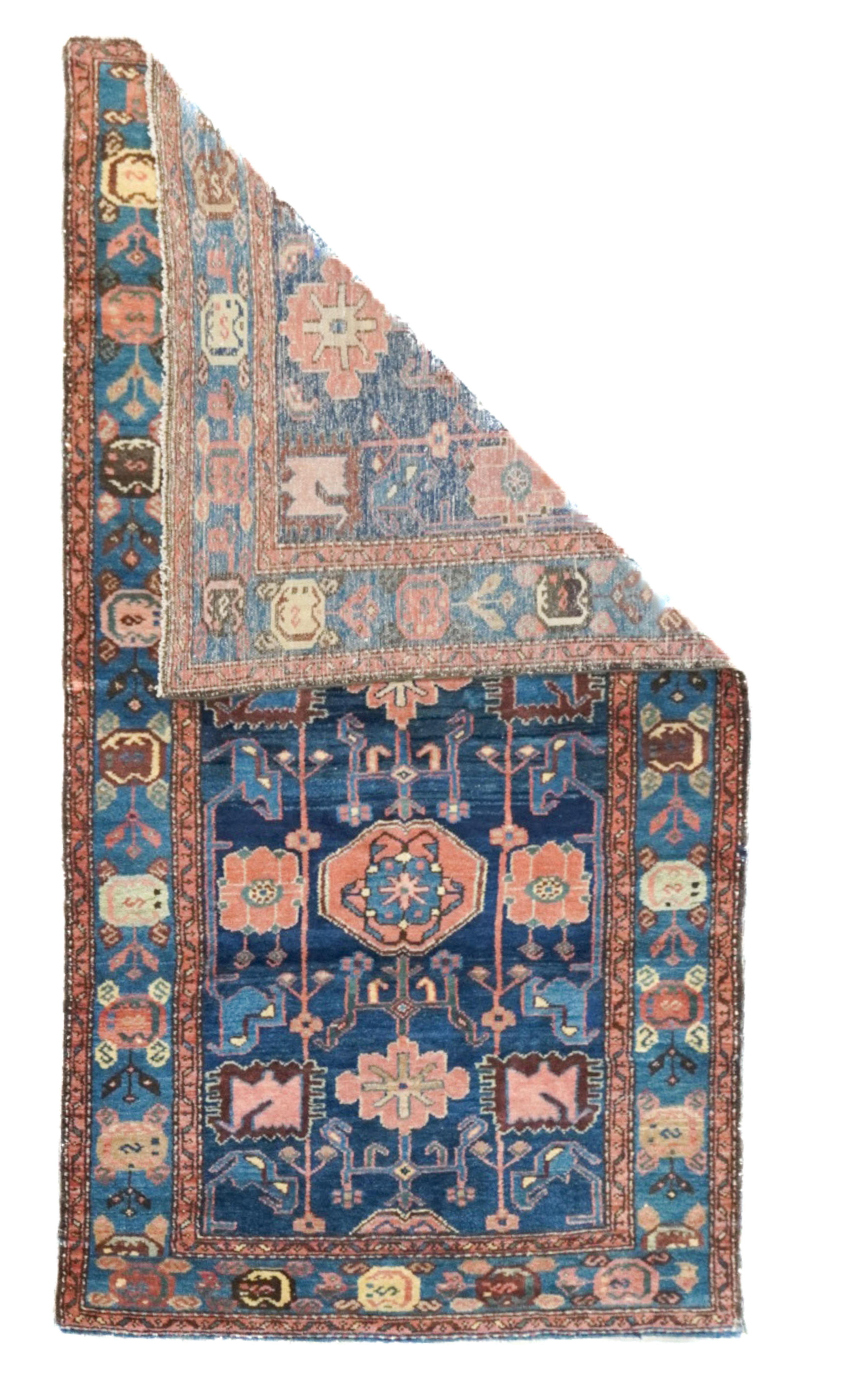 Antique Malayer Rug 3'4'' x 6'2''. A large town in the Greater Hamadan Weaving Area, specializing in single-wefted scatters, room sizes, gallery carpets, long rugs and occasional runners. Numerous satellite villages. Wide range of characteristic