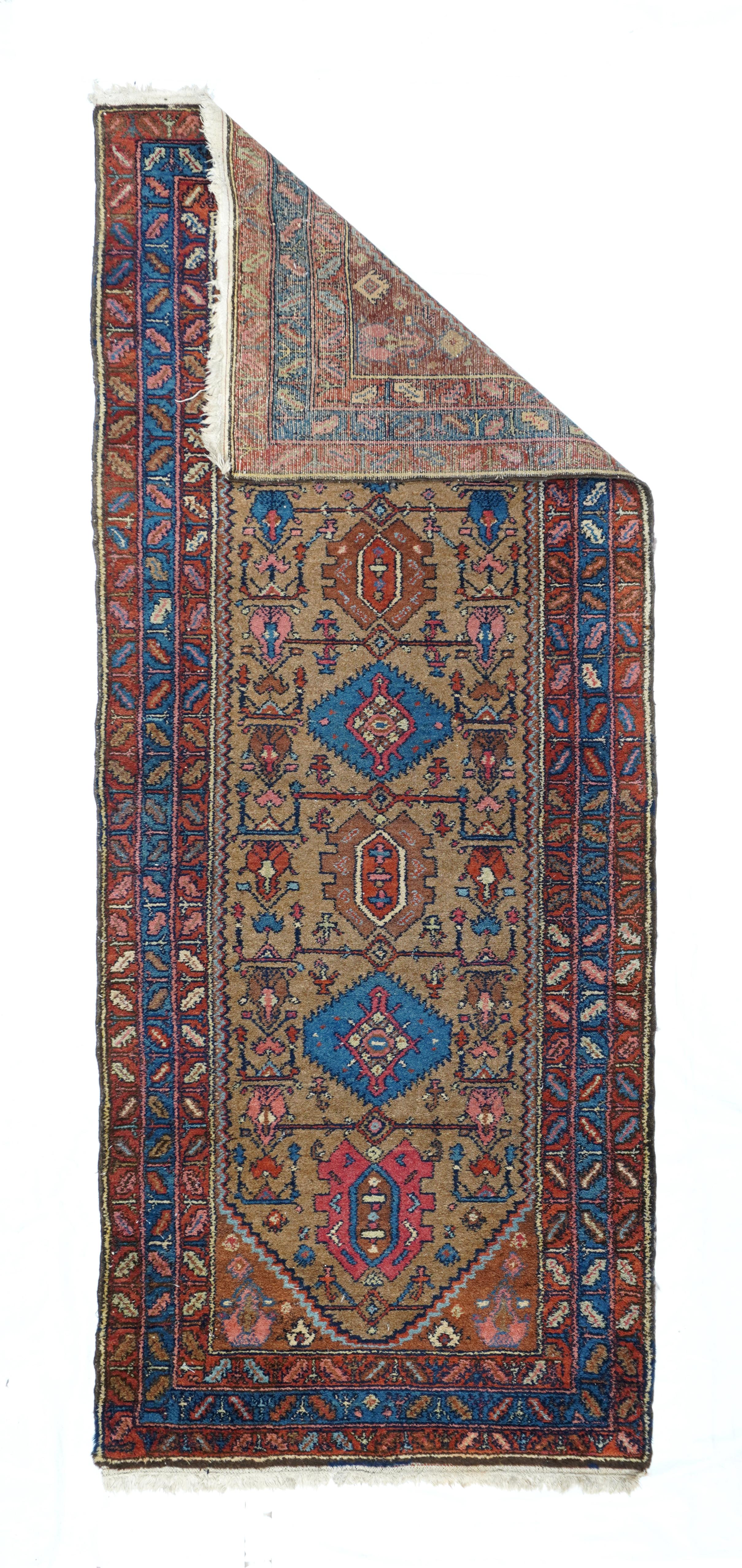 Antique Malayer Rug 3'4'' x 9'.