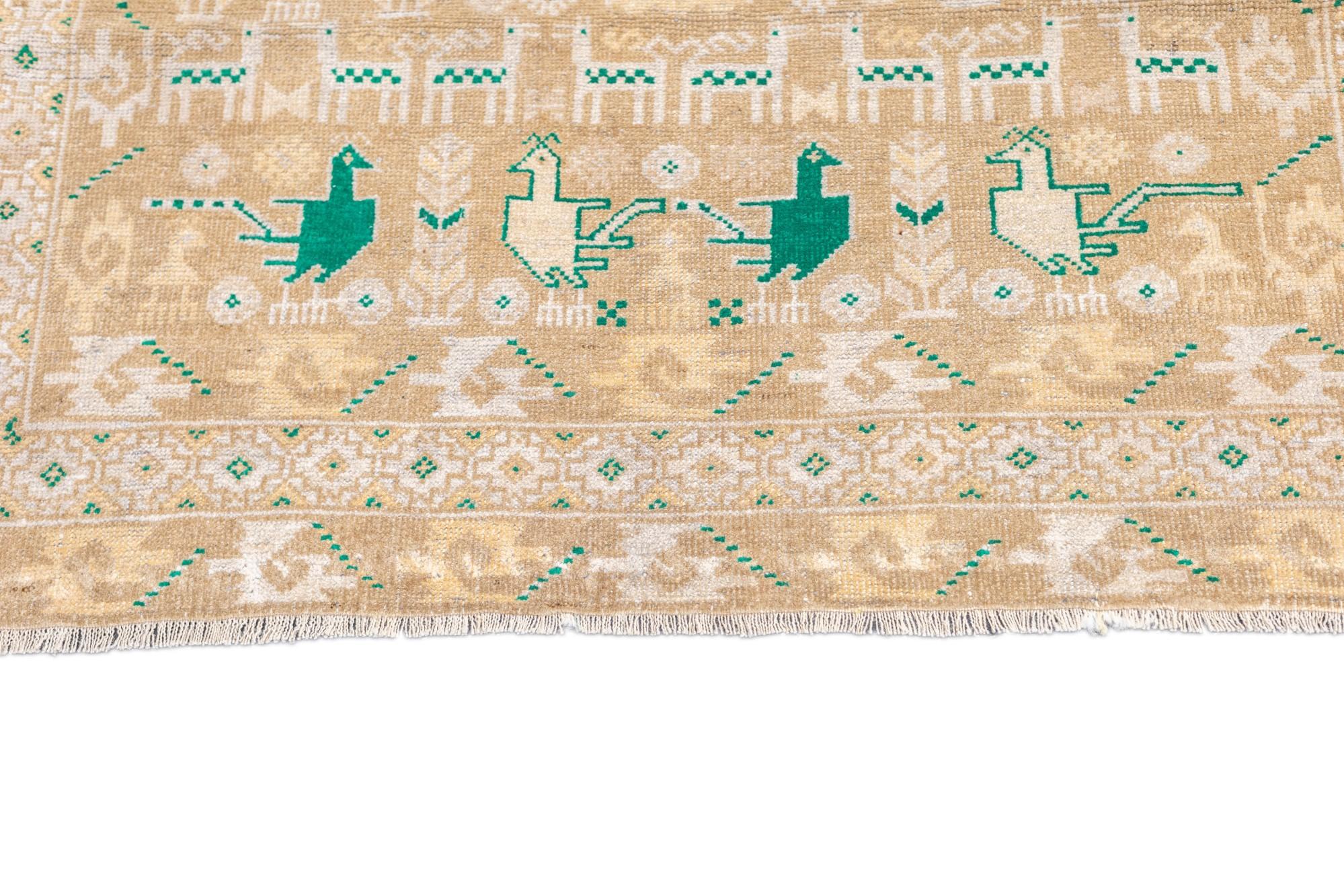 Hand-Knotted Antique Malayer Rug 3'5'' x 6'1'' For Sale