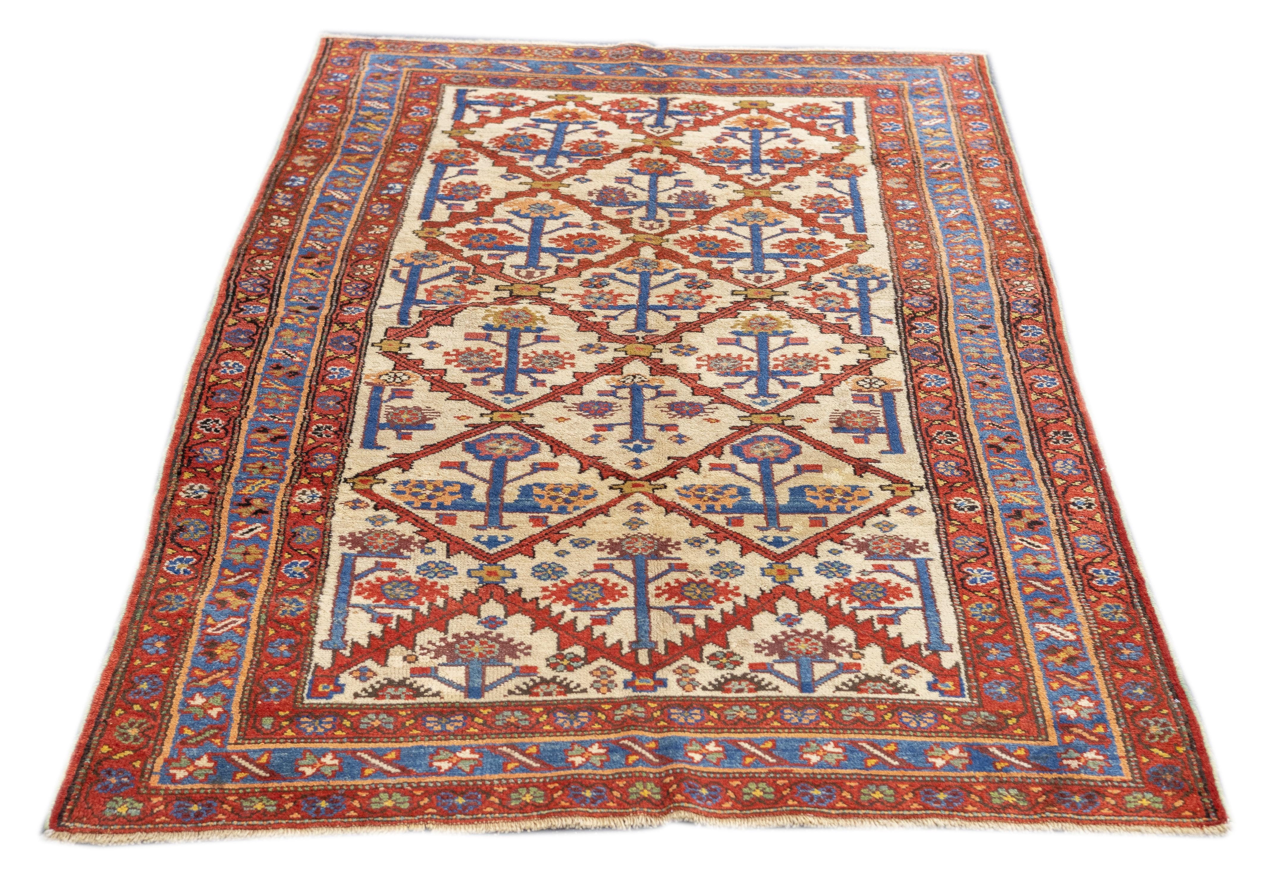 Hand-Knotted Antique Malayer Rug 4'0