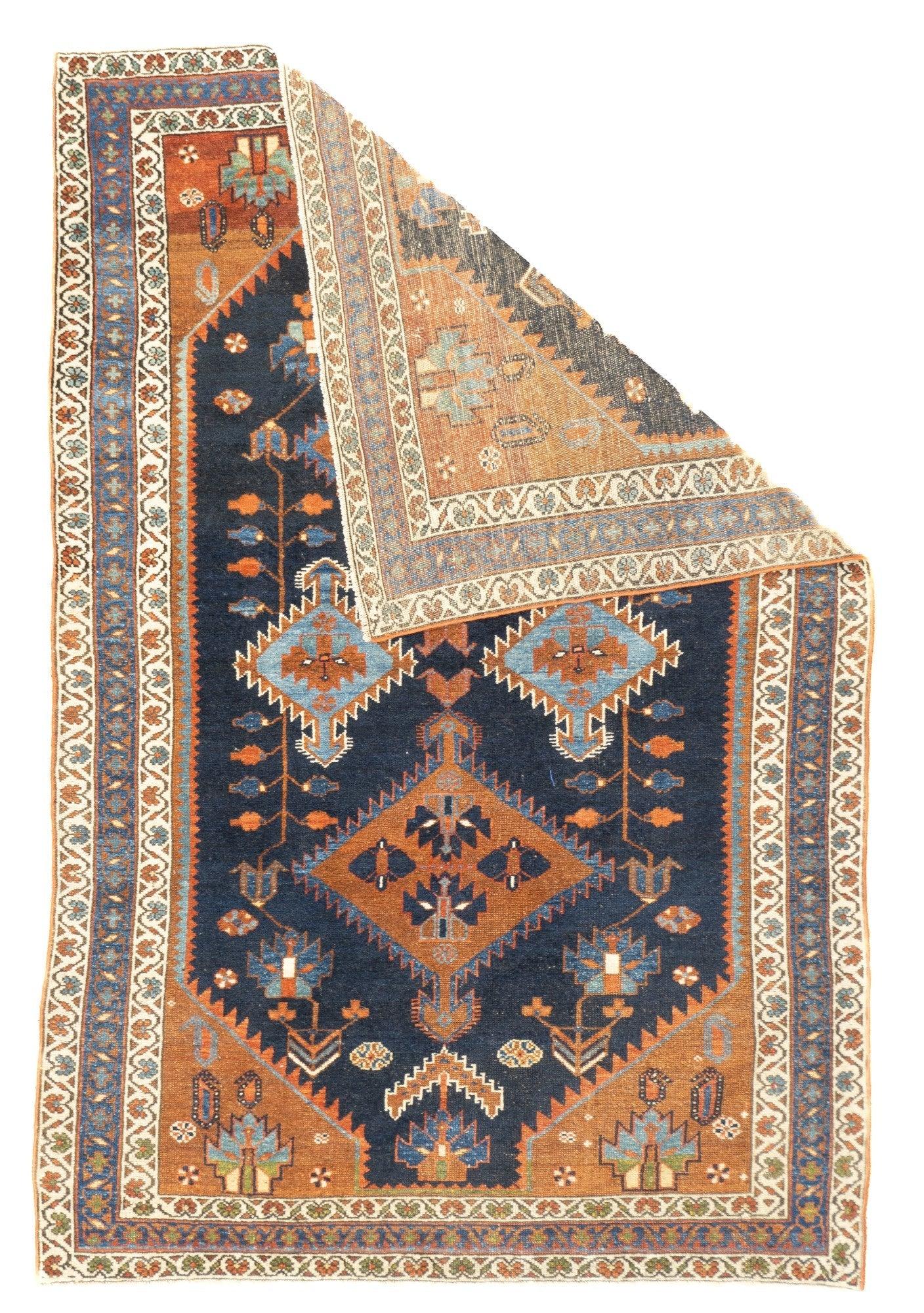 Antique Malayer Rug 4'2'' x 6'4''. A large town in the Greater Hamadan Weaving Area, specializing in single-wefted scatters, room sizes, gallery carpets, long rugs and occasional runners. Numerous satellite villages. Wide range of characteristic