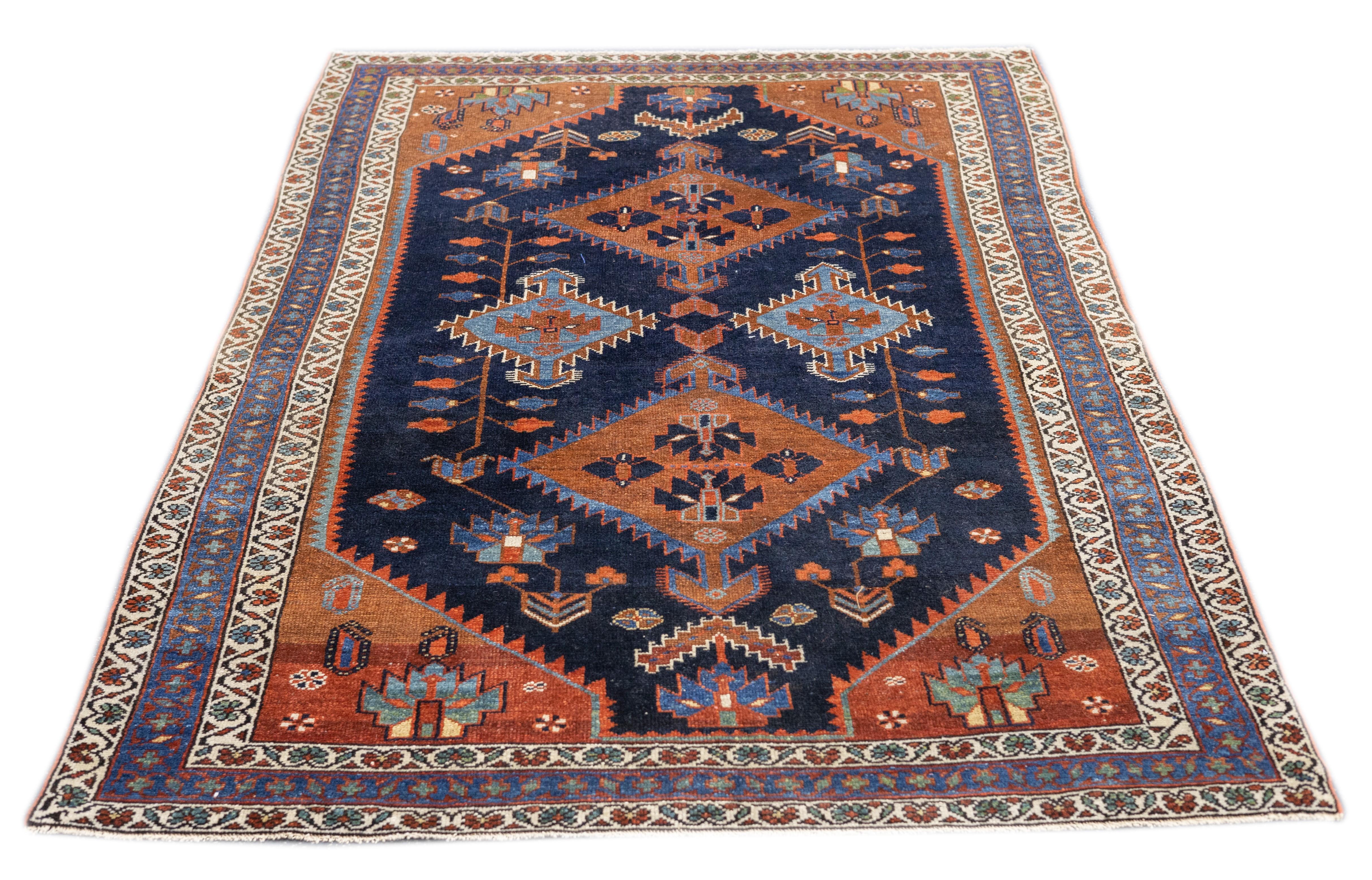 Hand-Knotted Antique Malayer Rug 4'2'' x 6'4'' For Sale