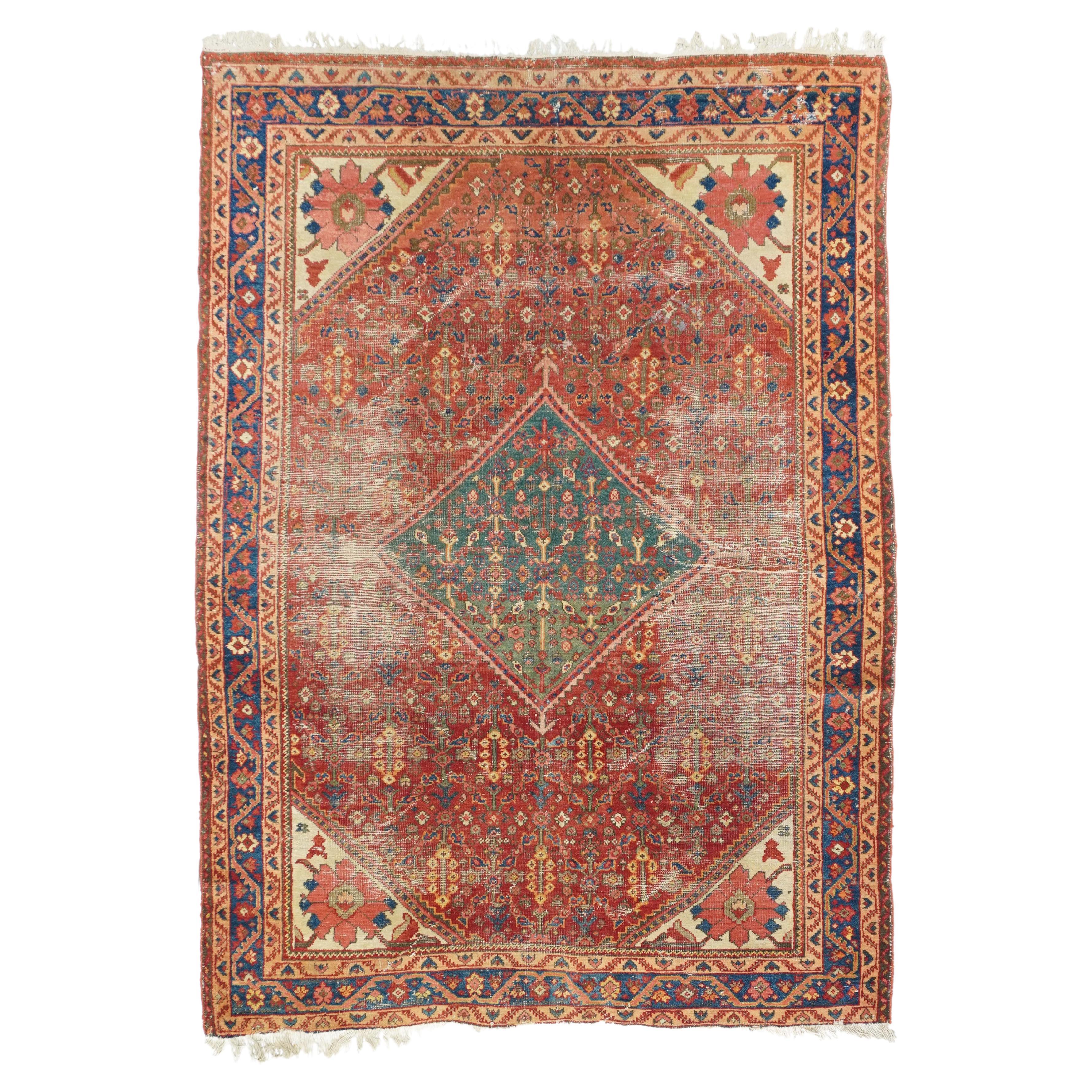 Antique Persian Malayer Shabby Chic Rug  For Sale