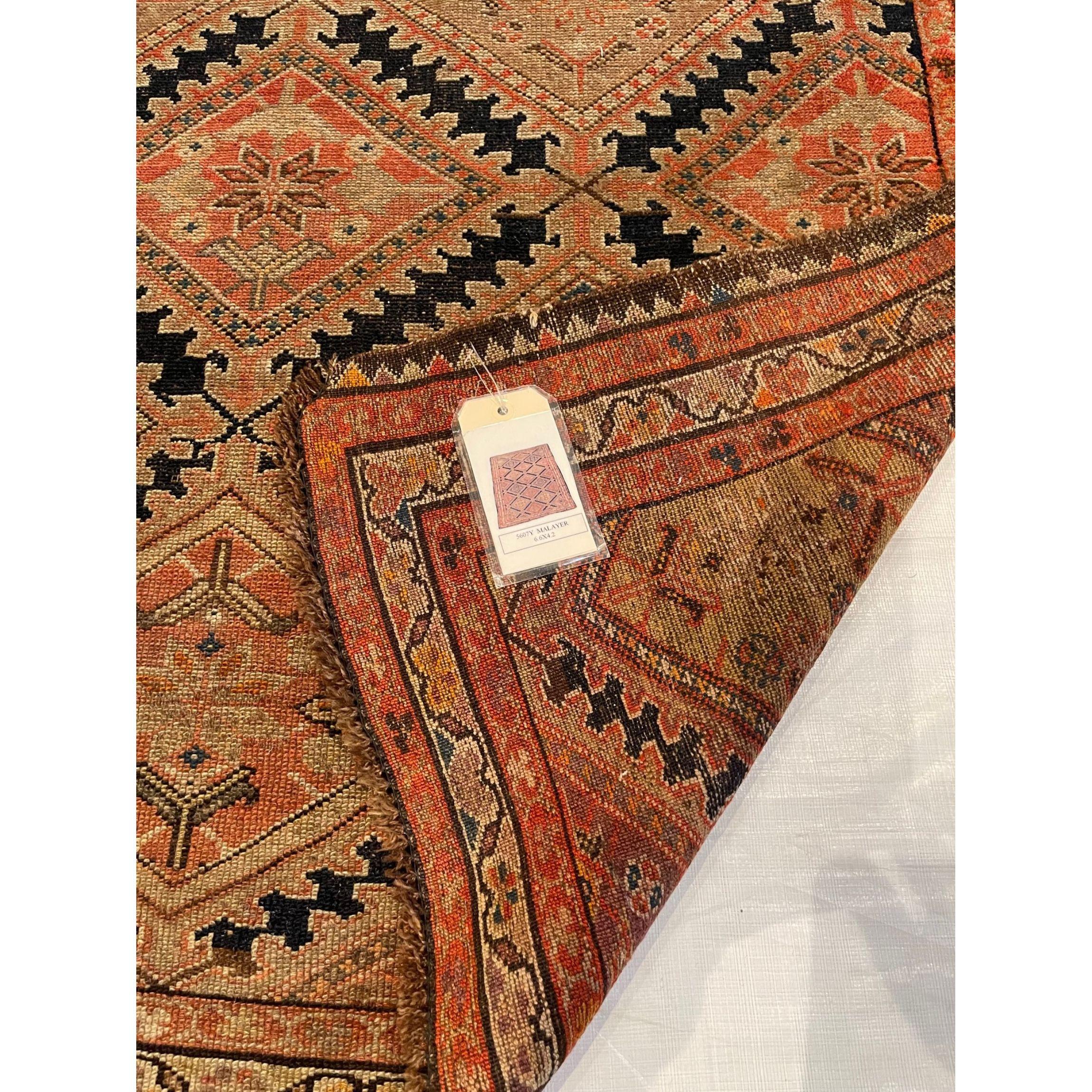 Antiker MALAYER Teppich 6.6x4.2, handgefertigt und handgeknüpft, Stammesteppich, authentischer persischer Wollteppich