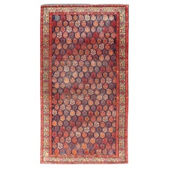 Antique Malayer Rug in Soft Tones in Wool with Sub-Geometric Paisley Design