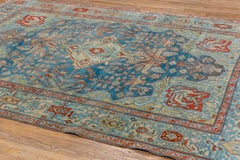 Antique Malayer Rug sapphire medallion with coral accents