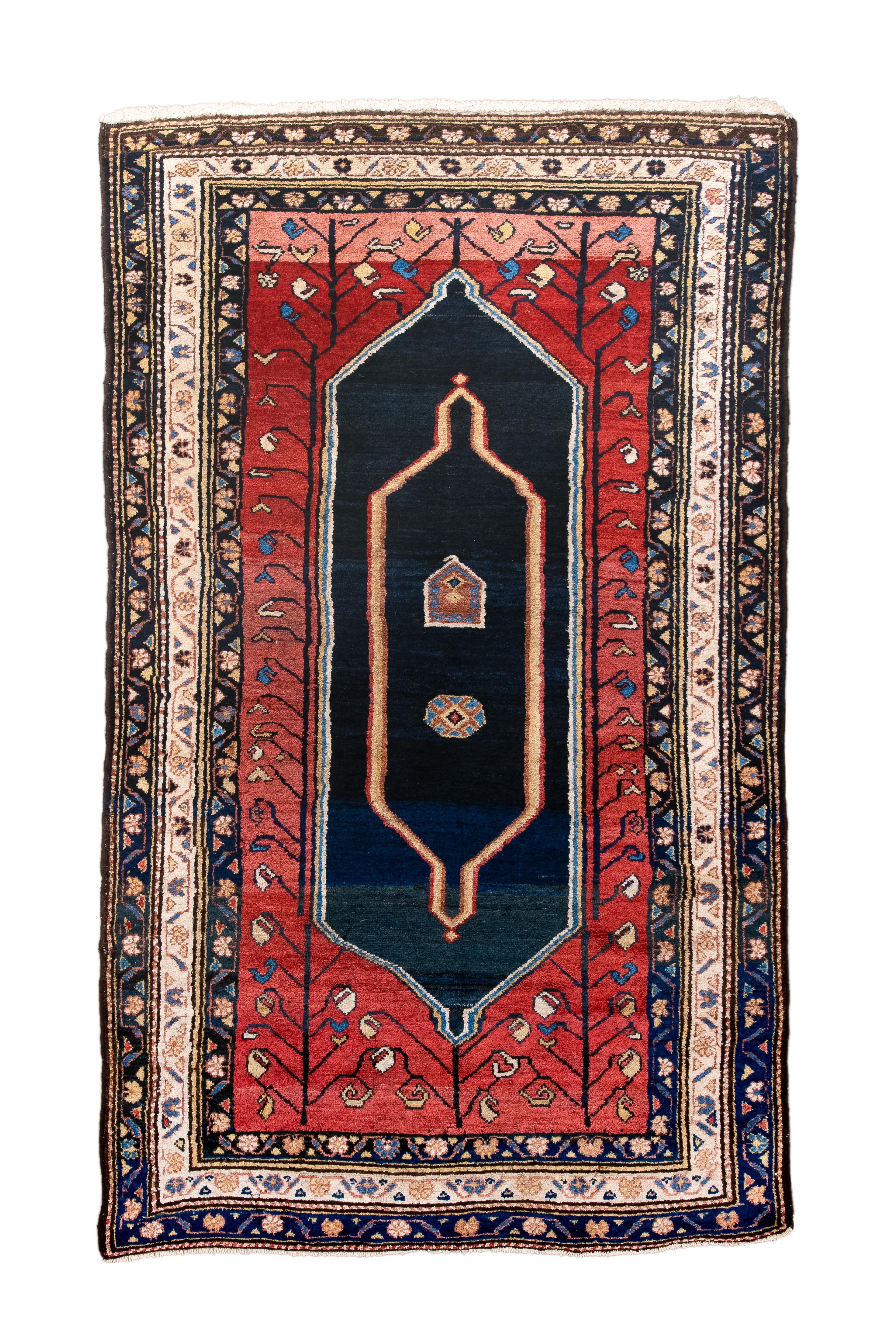 Conçu comme un tapis rectangulaire 3X6'5, cette pièce célèbre la douce élégance du rose moyen et la pureté intemporelle du blanc, évoquant un sentiment de sophistication délicate et de chaleur. Le mélange harmonieux de ces couleurs crée un design
