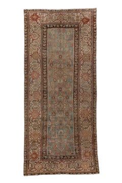 Antique Malayer Rug with Blue Field and Terracotta Border