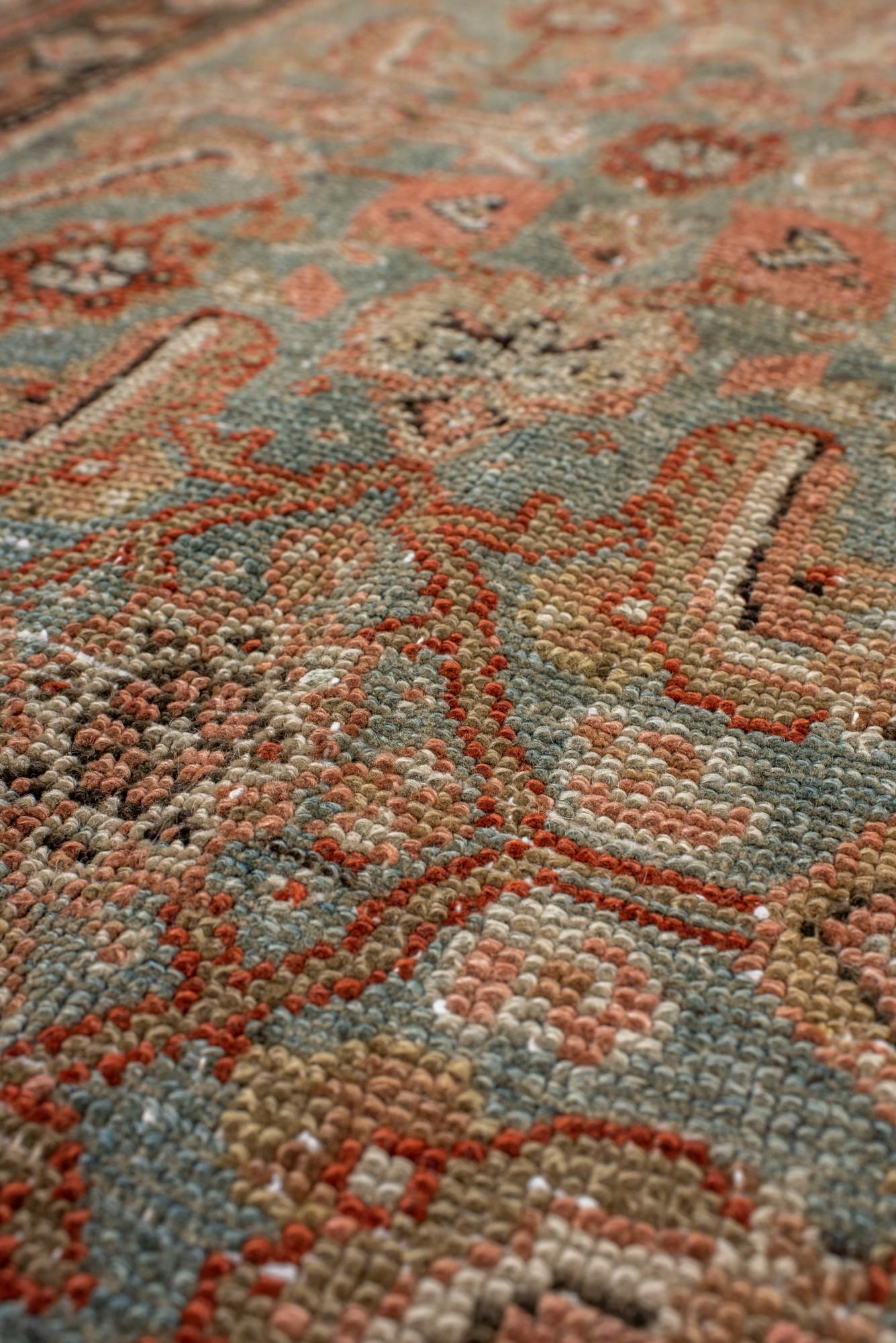 Antique Malayer Rug with Blue Field and Terracotta Border In Good Condition For Sale In New York, NY