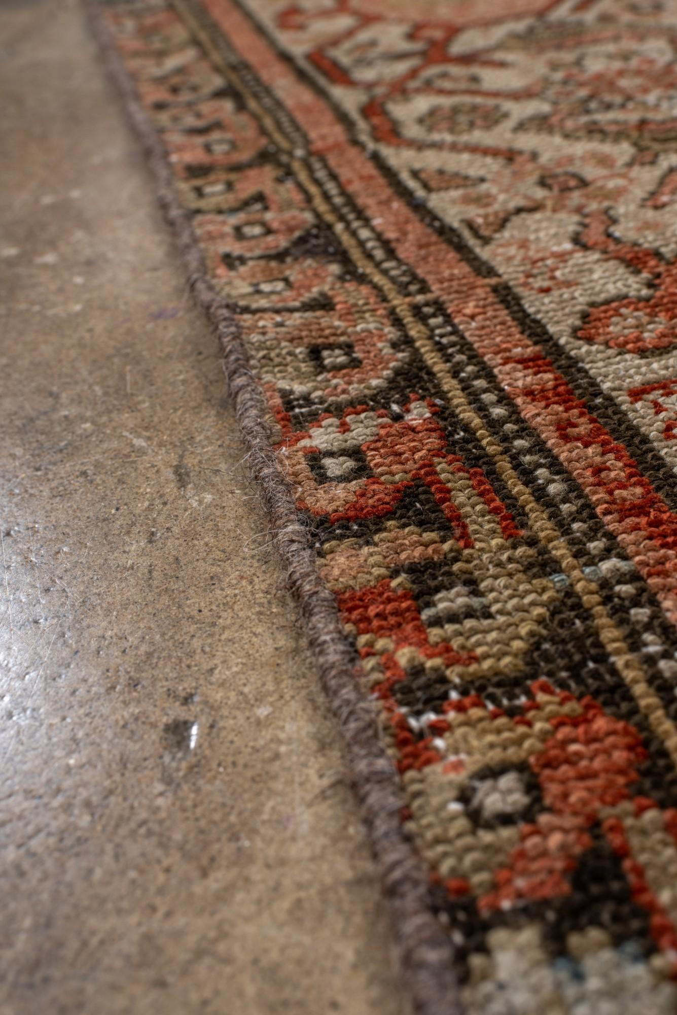 Wool Antique Malayer Rug with Blue Field and Terracotta Border For Sale