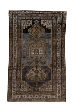 Antique Malayer Rug with Indigo Field and Rosette Border