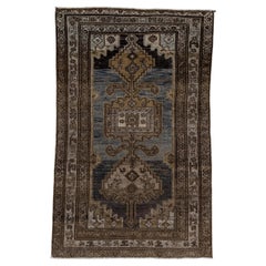 Antique Malayer Rug with Indigo Field and Rosette Border