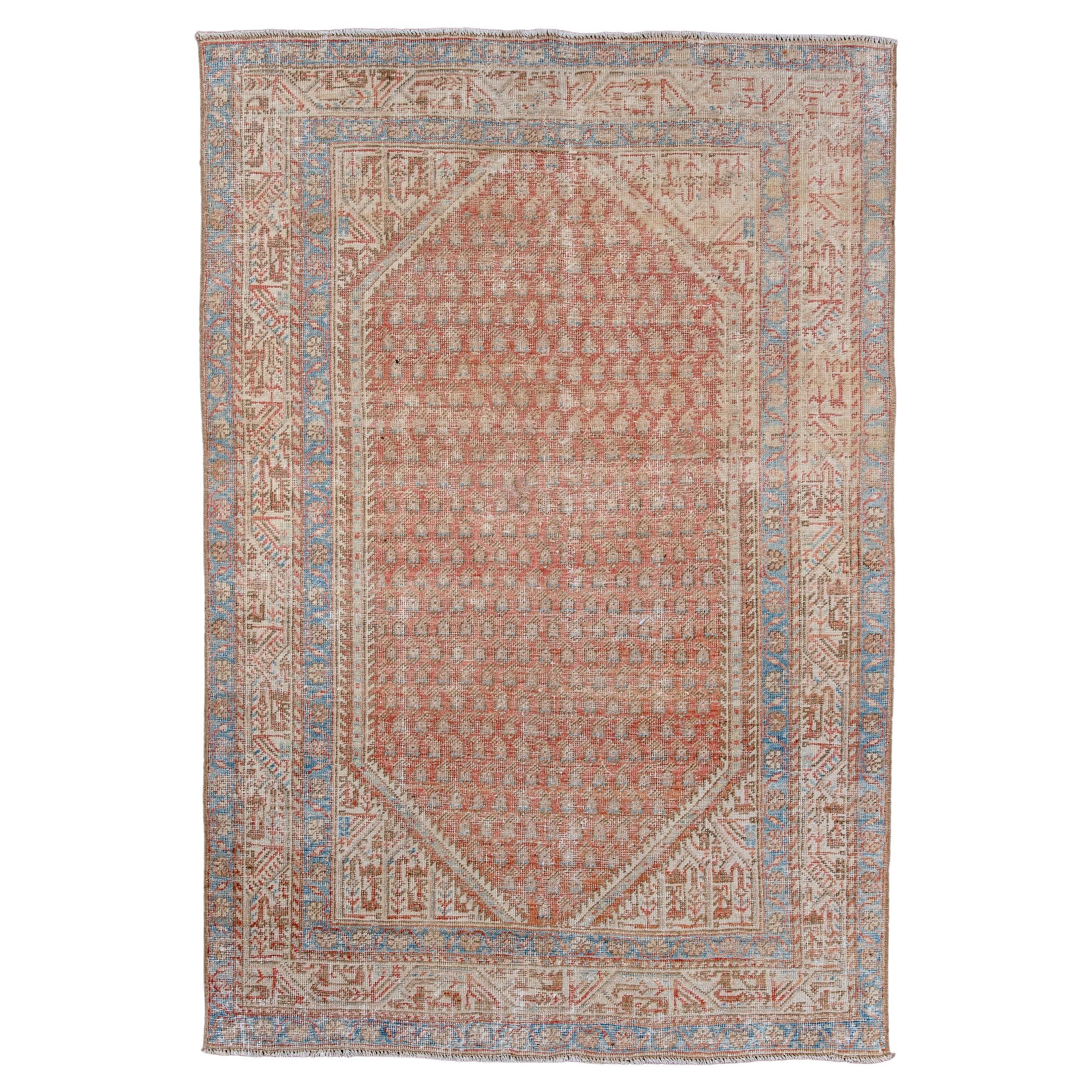 Antique Malayer Rug with Rust Field and Boteh Design For Sale at 1stDibs