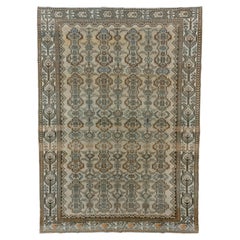 Antique Malayer Rug with Sandy Straw Field and Flower Design