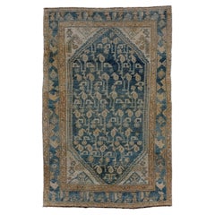 Antique Malayer Rug with Slate Blue Field