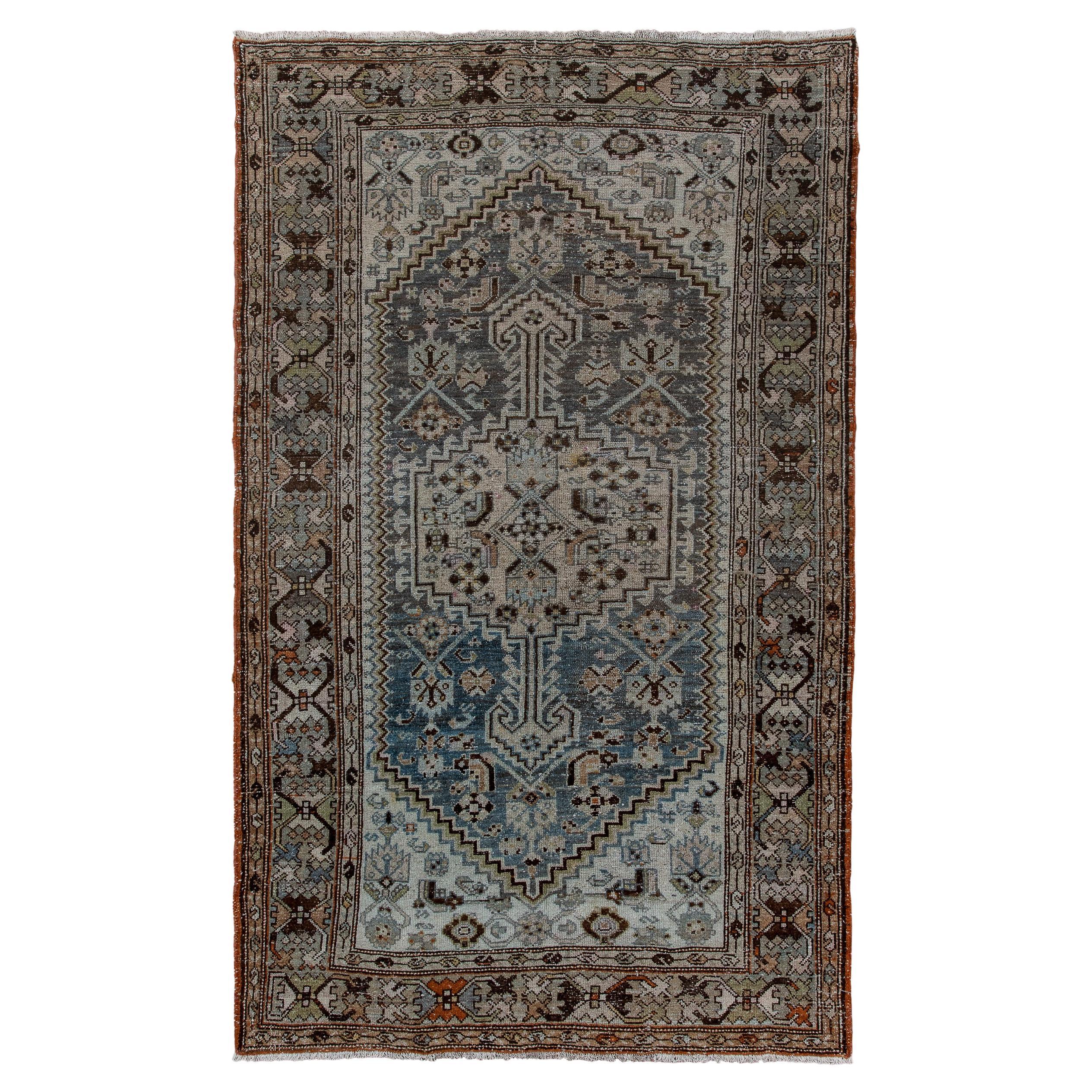 Antique Malayer Rug with Slate Field