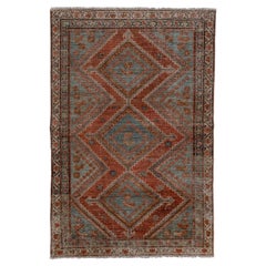Antique Malayer Rug with Teal Field and Cream Border Antique Malayer Rug with Teal Field and Cream Border