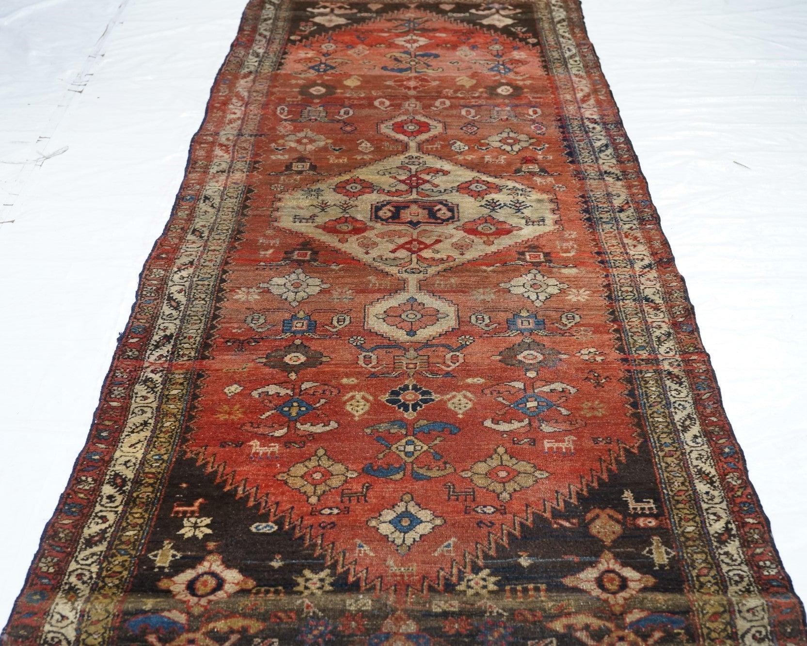 Laine Tapis de couloir Malayer ancien de 3'10'' x 11'0