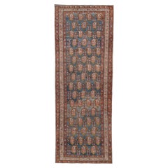 Antique Malayer Runner, Blue Boteh Field, circa 1930s