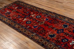 Antique Malayer Runner – Crimson Field with Floral and Animal Motifs
