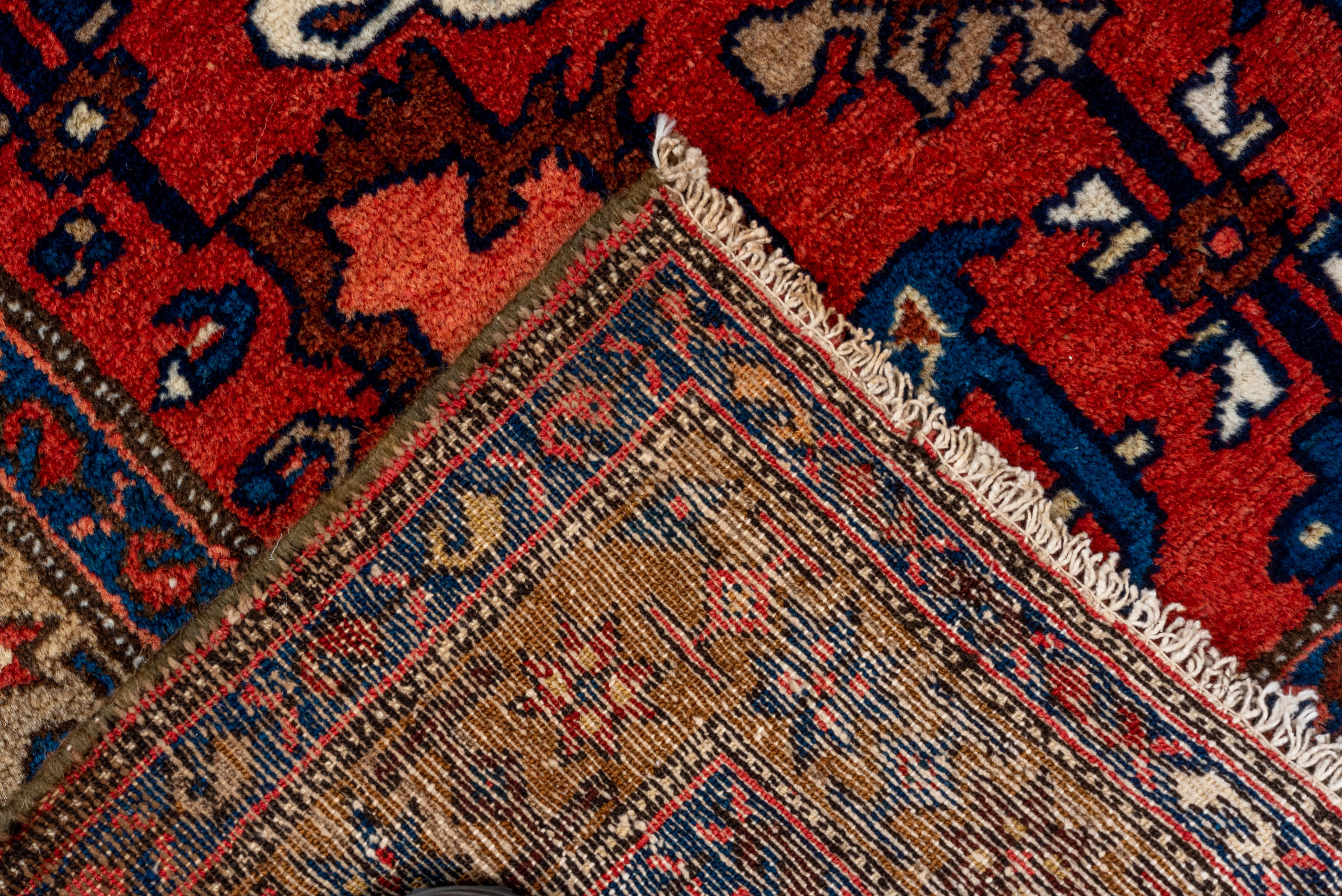 20th Century Antique Malayer Runner – Crimson Field with Floral and Animal Motifs For Sale