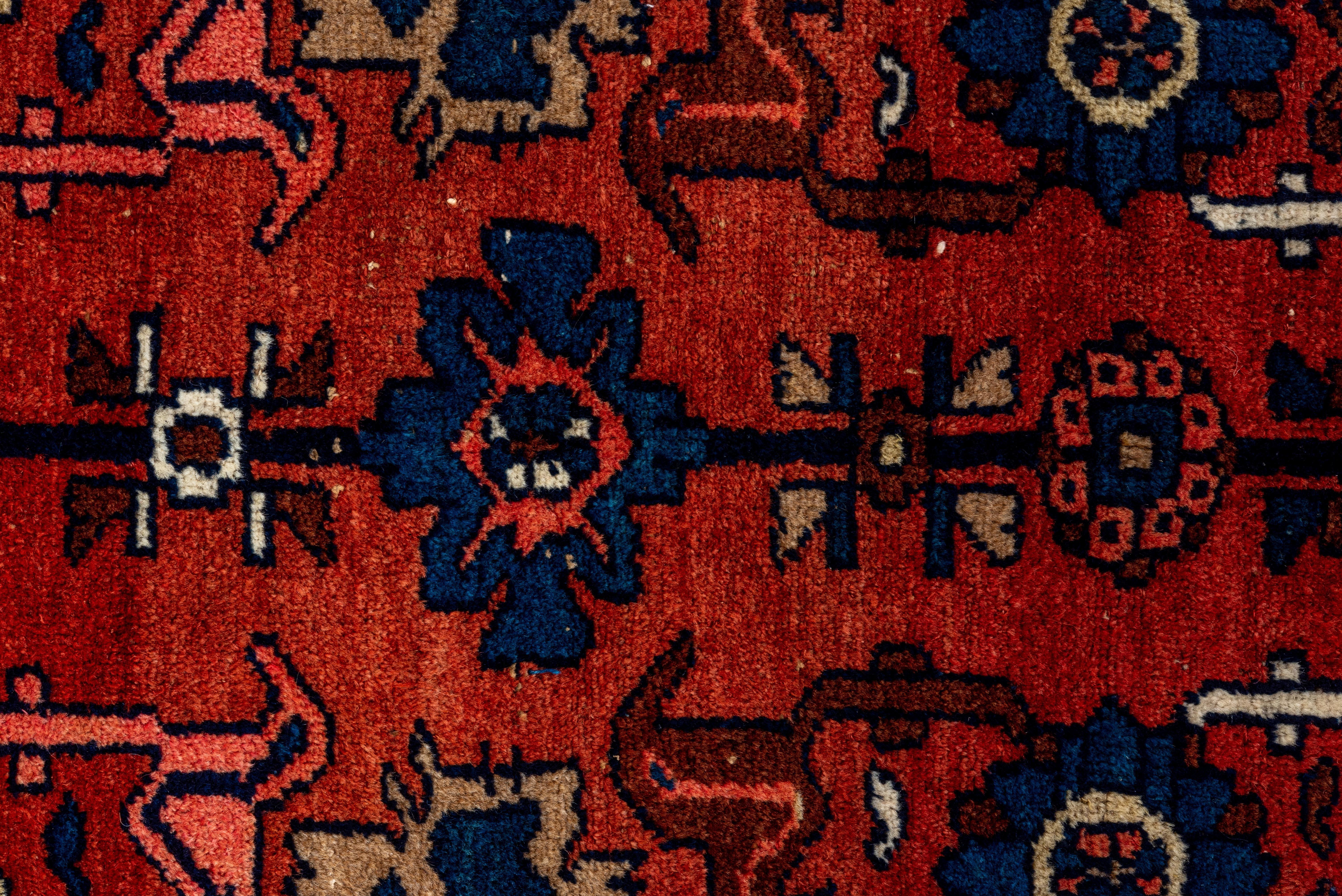 Antique Malayer Runner – Crimson Field with Floral and Animal Motifs For Sale 1