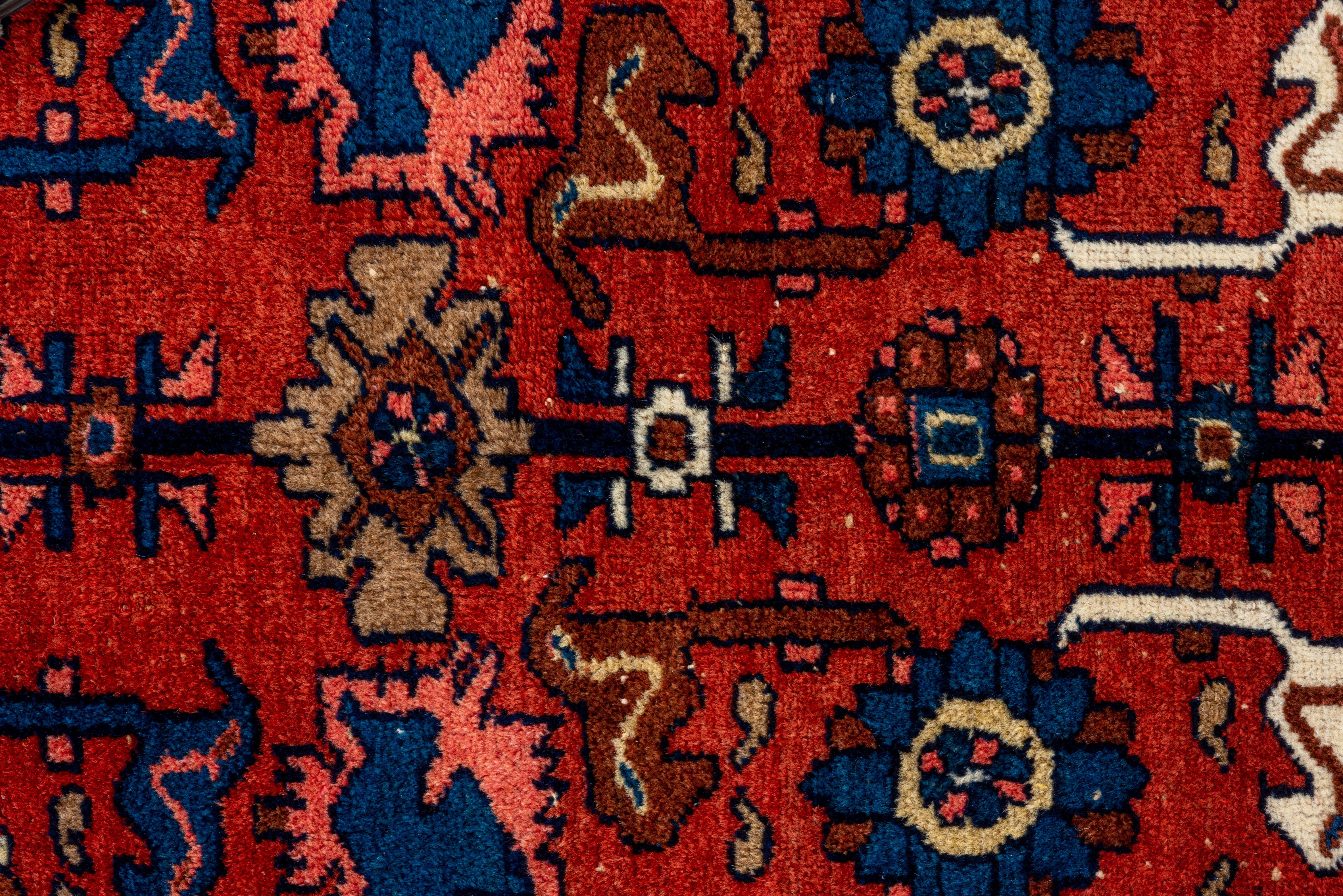 Antique Malayer Runner – Crimson Field with Floral and Animal Motifs For Sale 2