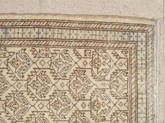 Antique Malayer Runner, Handmade Oriental Rug Ivory, Gray, Taupe, Goyard Pattern