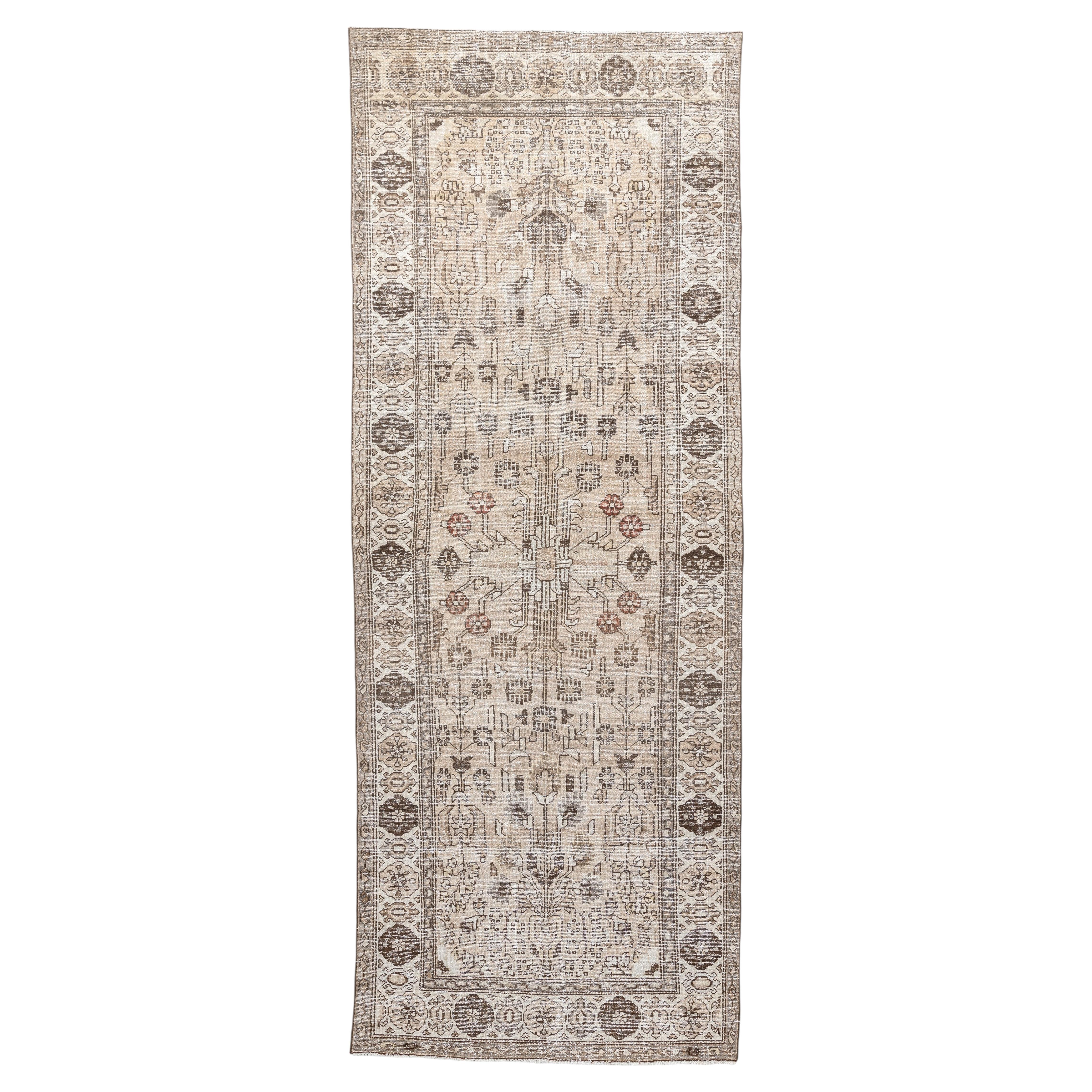 Antique Malayer Runner, Ivory Field, circa 1930s