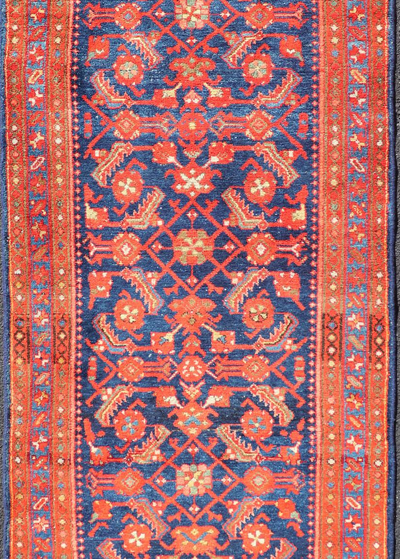Persian Antique Malayer Runner with All-Over Geometric Herati Design For Sale