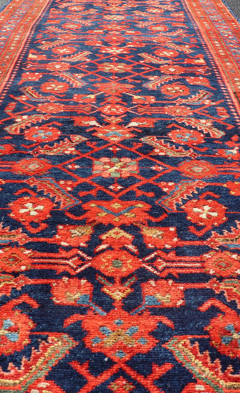 20th Century Antique Malayer Runner with All-Over Geometric Herati Design For Sale
